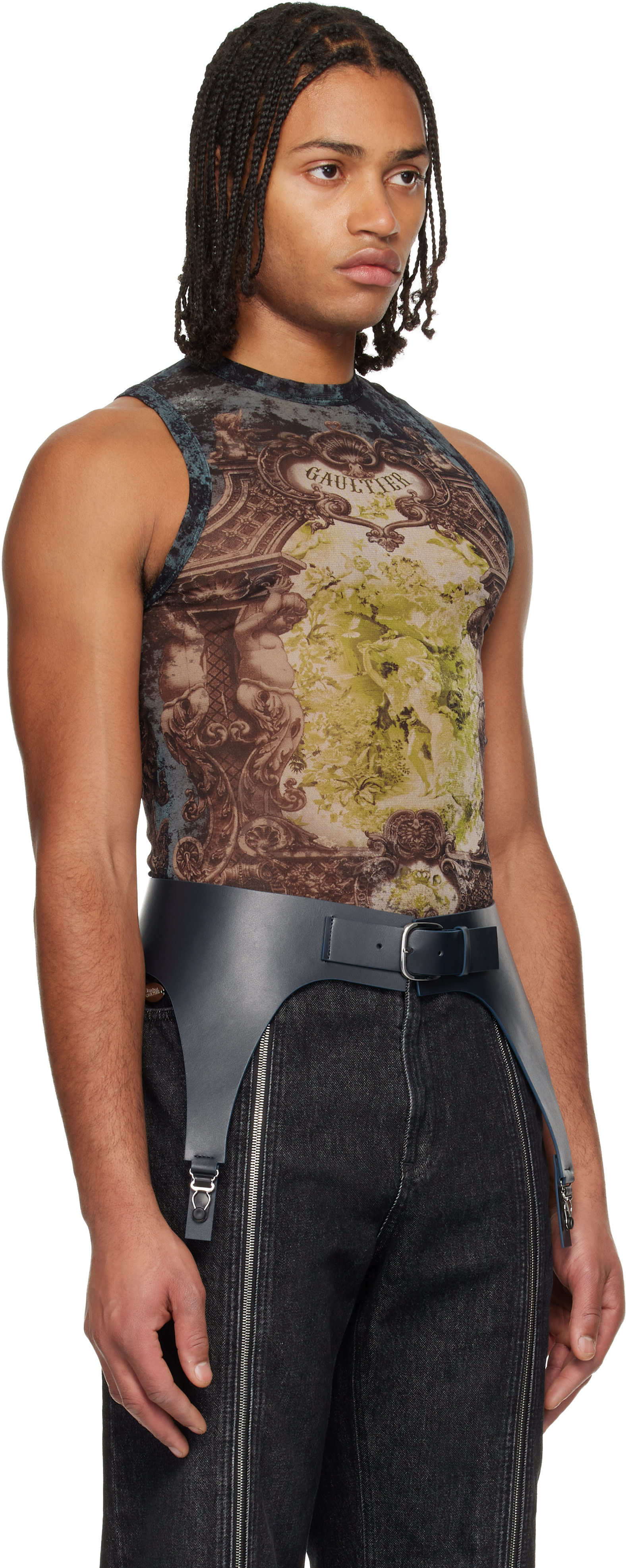 Jean Paul Gaultier タンクトップ Jean Paul Gaultier: Black 'The Piercing' Tank Top | SSENSE