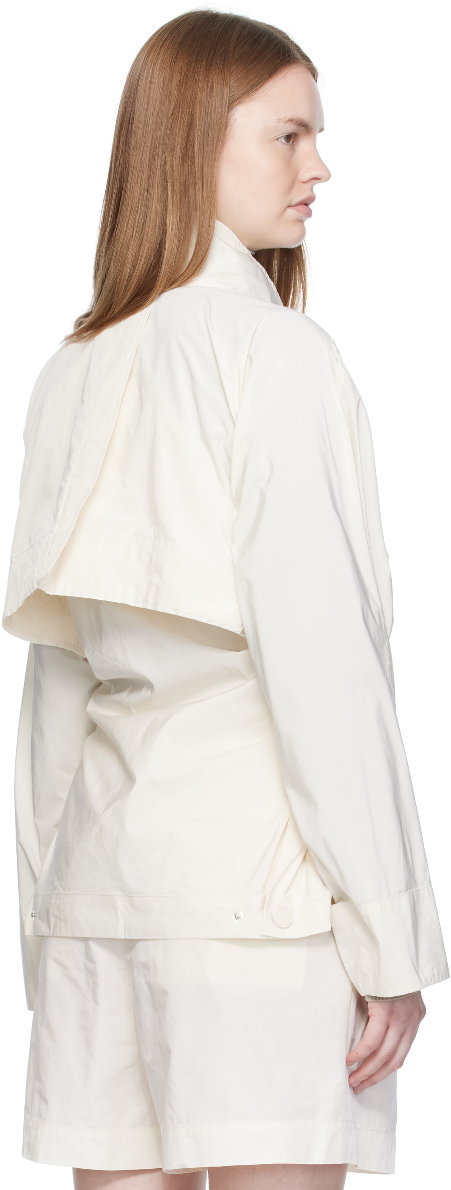 ISSEY MIYAKE: Off-White Crumpled U Blouson Jacket | SSENSE
