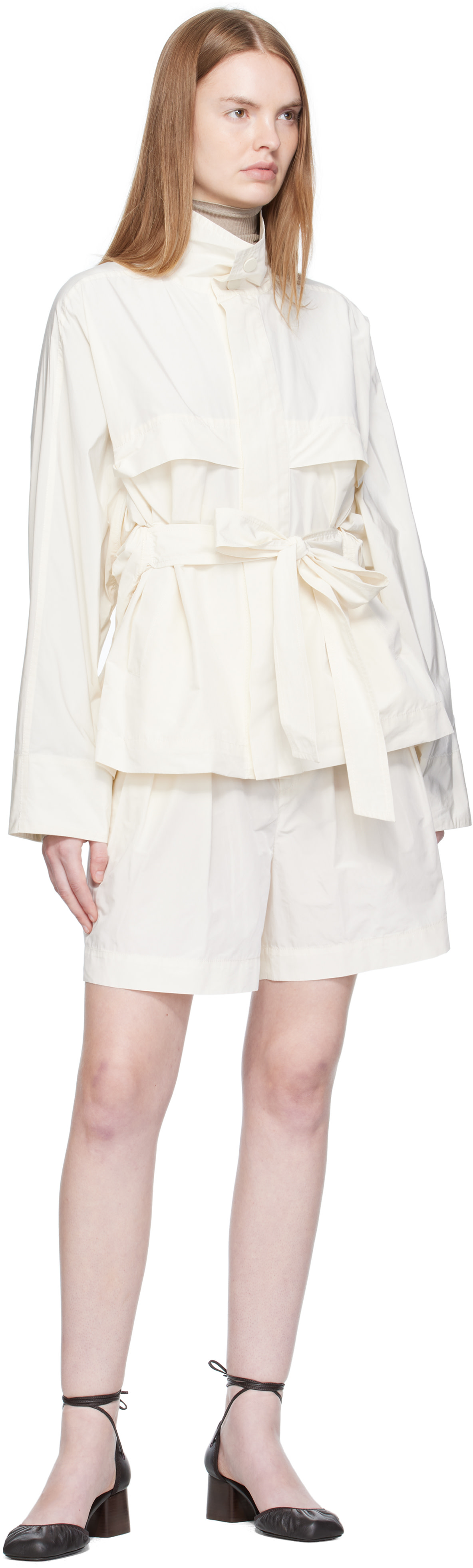 ISSEY MIYAKE: Off-White Crumpled U Blouson Jacket | SSENSE