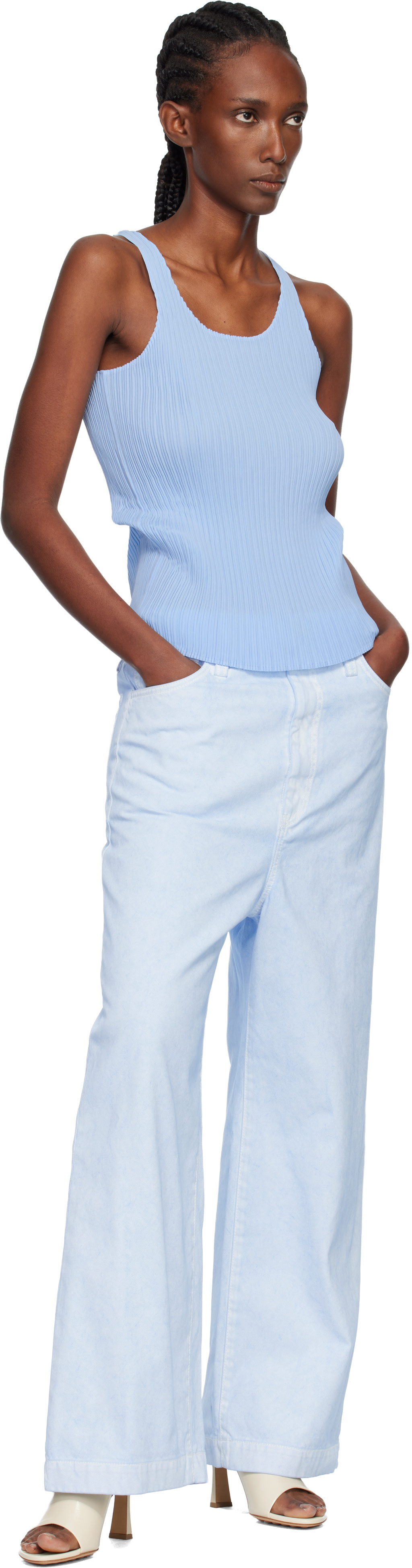 Issey Miyake - Jean sculptural bleu