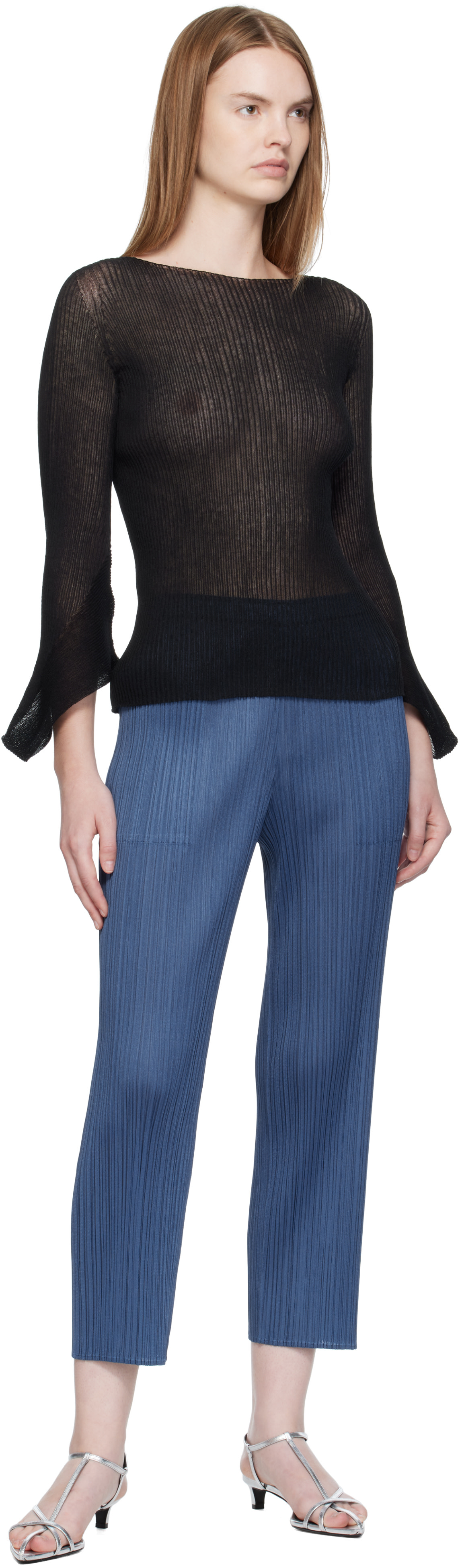 ISSEY MIYAKE: Black Spikelet Knit Sweater | SSENSE