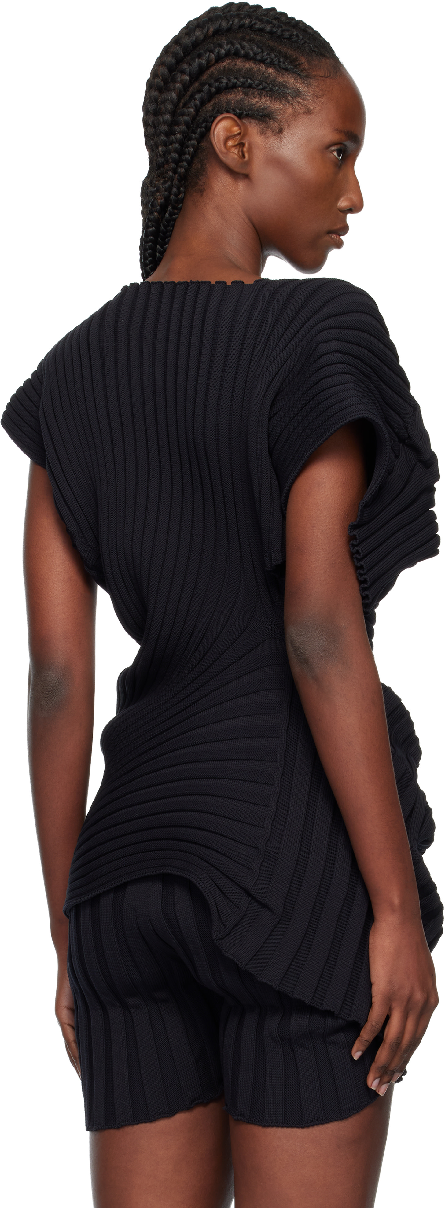 ISSEY MIYAKE 黒 タンクトップ Pleats Please by Issey Miyake Basic High Neck Tank-Top - Black