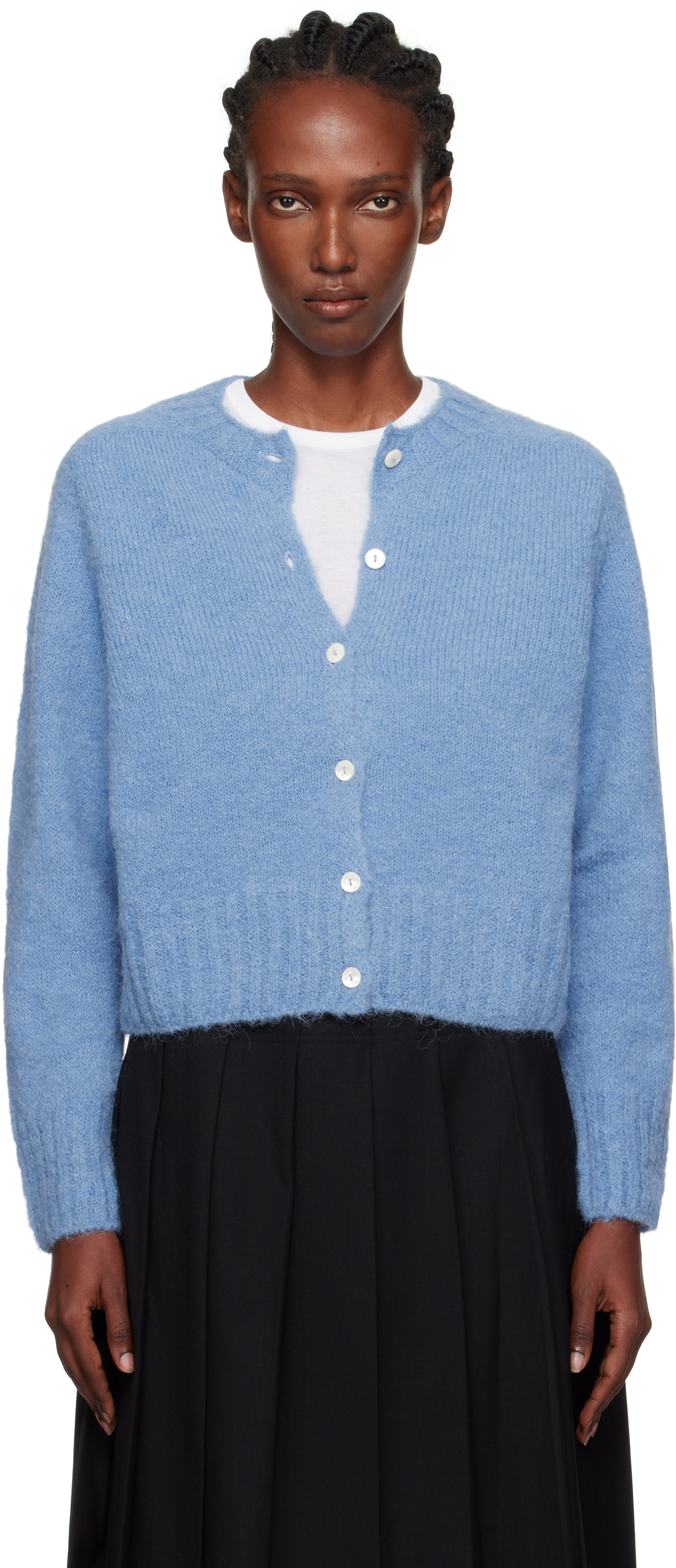 Nothing Written: Blue Alpaca Knit Cardigan | SSENSE Canada