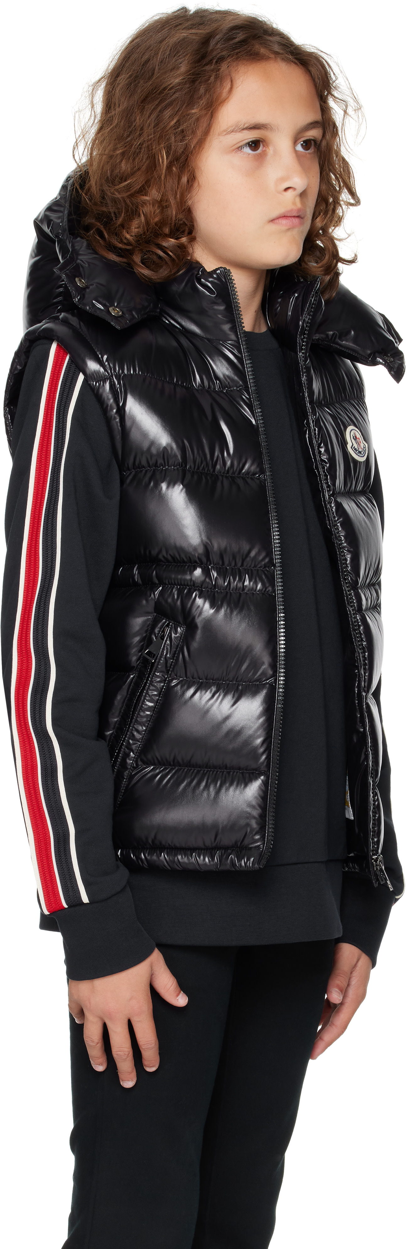 Moncler Enfant: ジュニア｜ブラック Ania フード付き ダウンベスト 