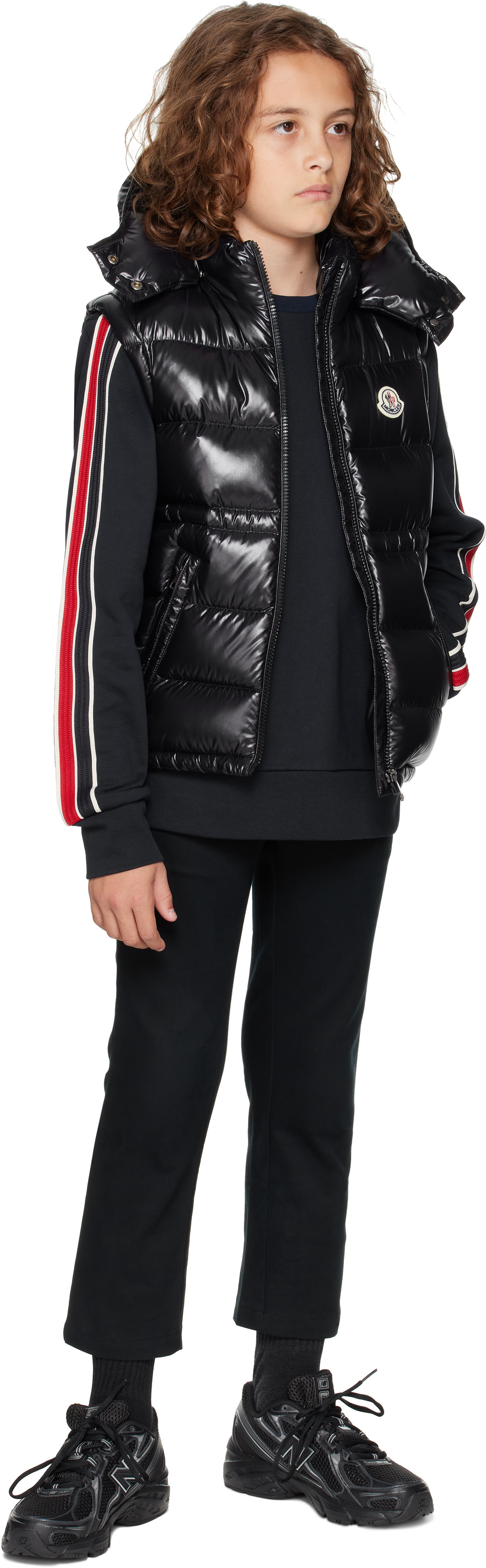 Moncler Enfant: ジュニア｜ブラック Ania フード付き ダウンベスト 