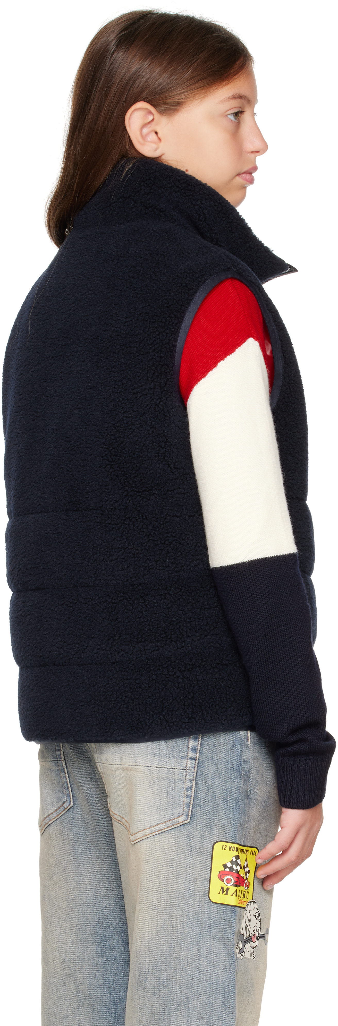 Moncler Enfant: Big Kids Navy Orin Teddy Padded Vest | SSENSE