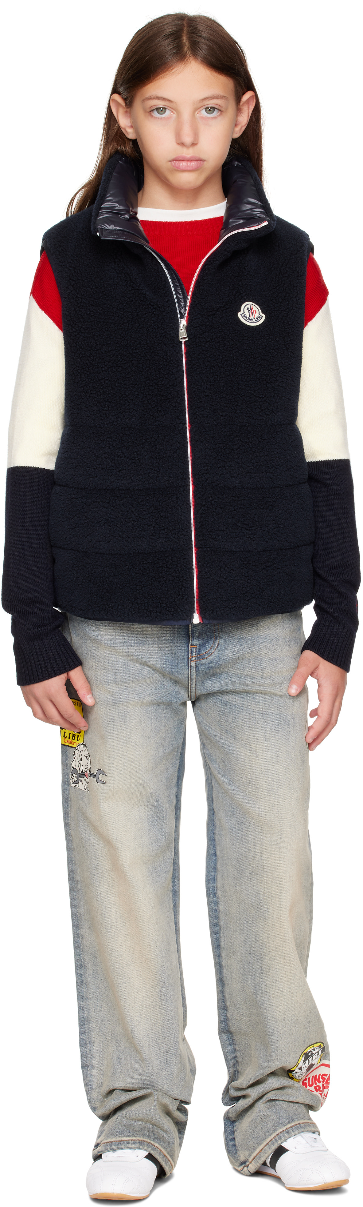 Moncler Enfant: Big Kids Navy Orin Teddy Padded Vest | SSENSE Norway