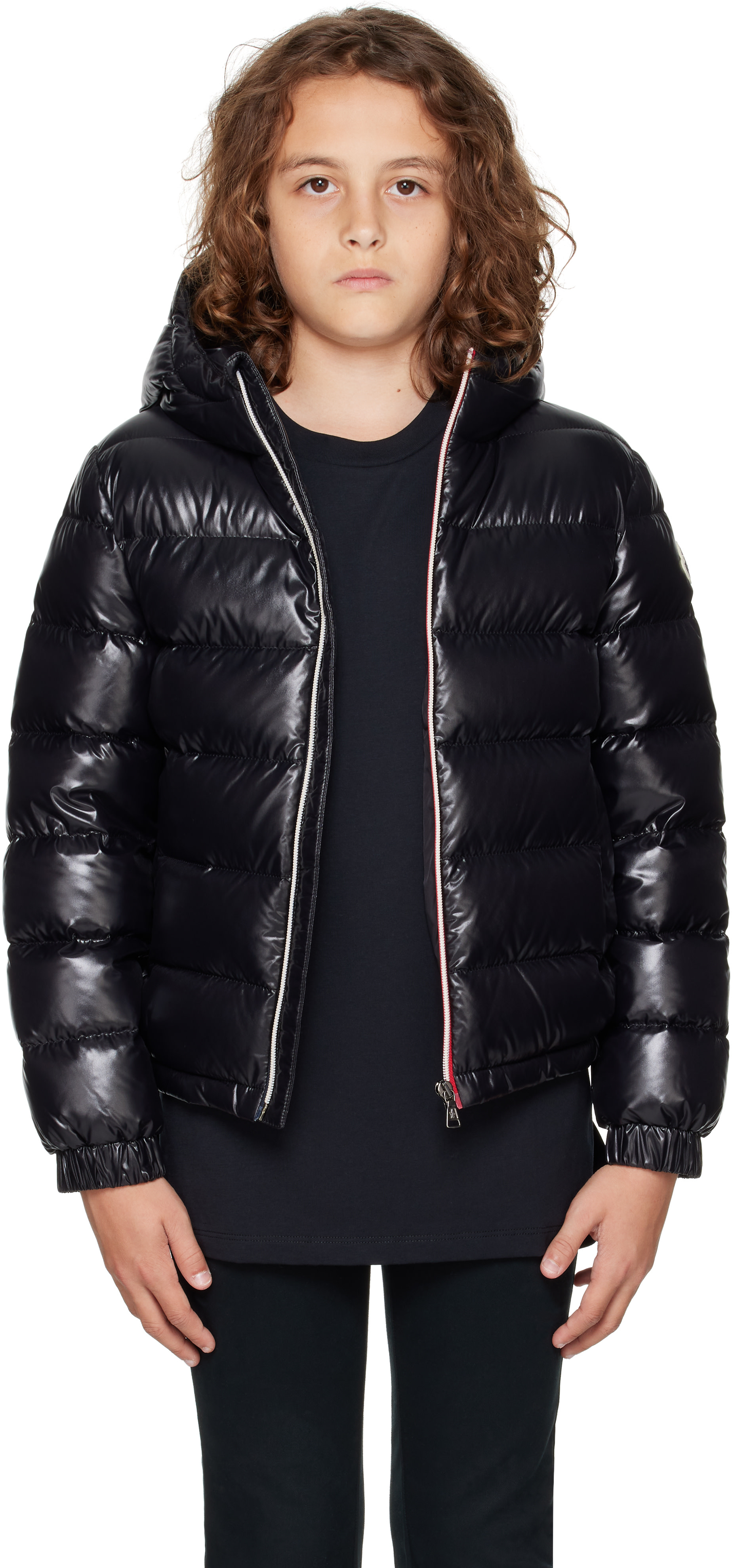 Moncler Enfant: Big Kids Black New Aubert Hooded Down Jacket