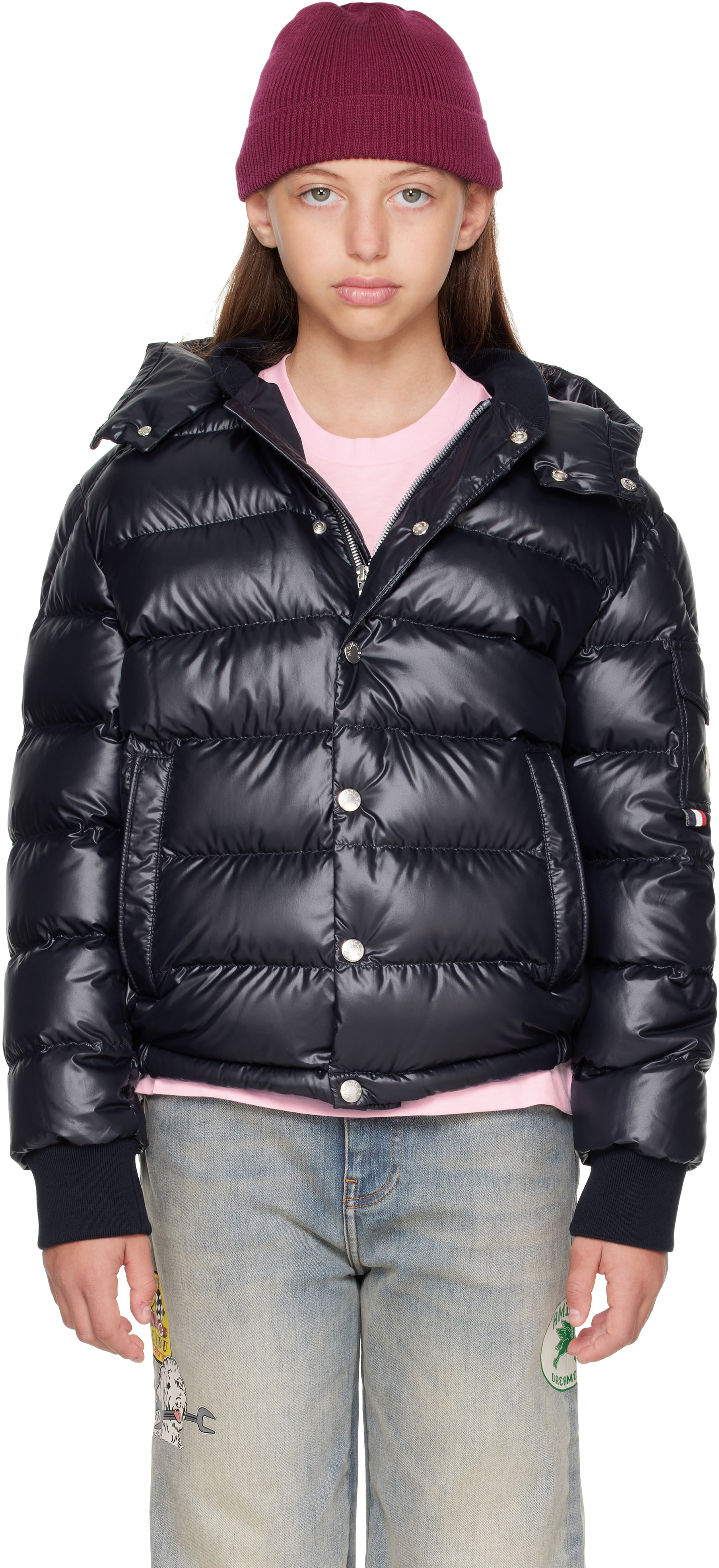Moncler Enfant - 빅 키즈 네이비 마나엠 다운 재킷