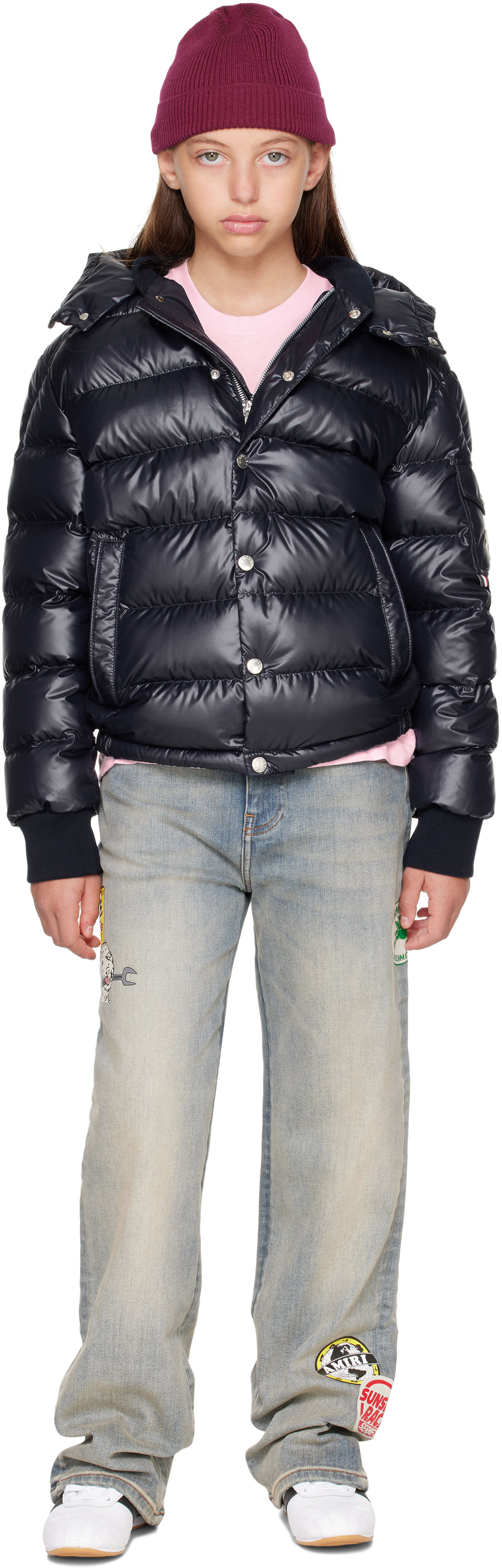 Moncler Enfant - 빅 키즈 네이비 마나엠 다운 재킷