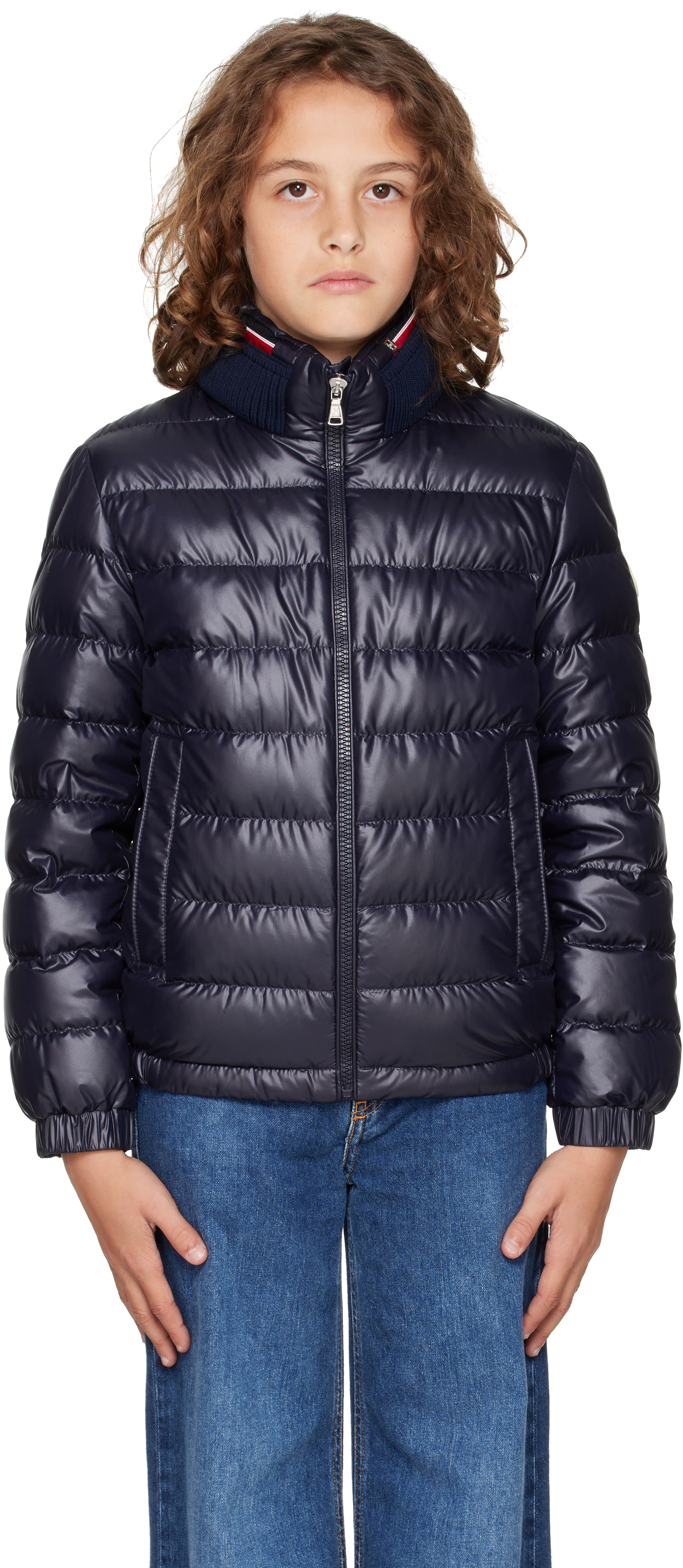 Moncler Enfant - 빅 키즈 네이비 브렌던 다운 재킷