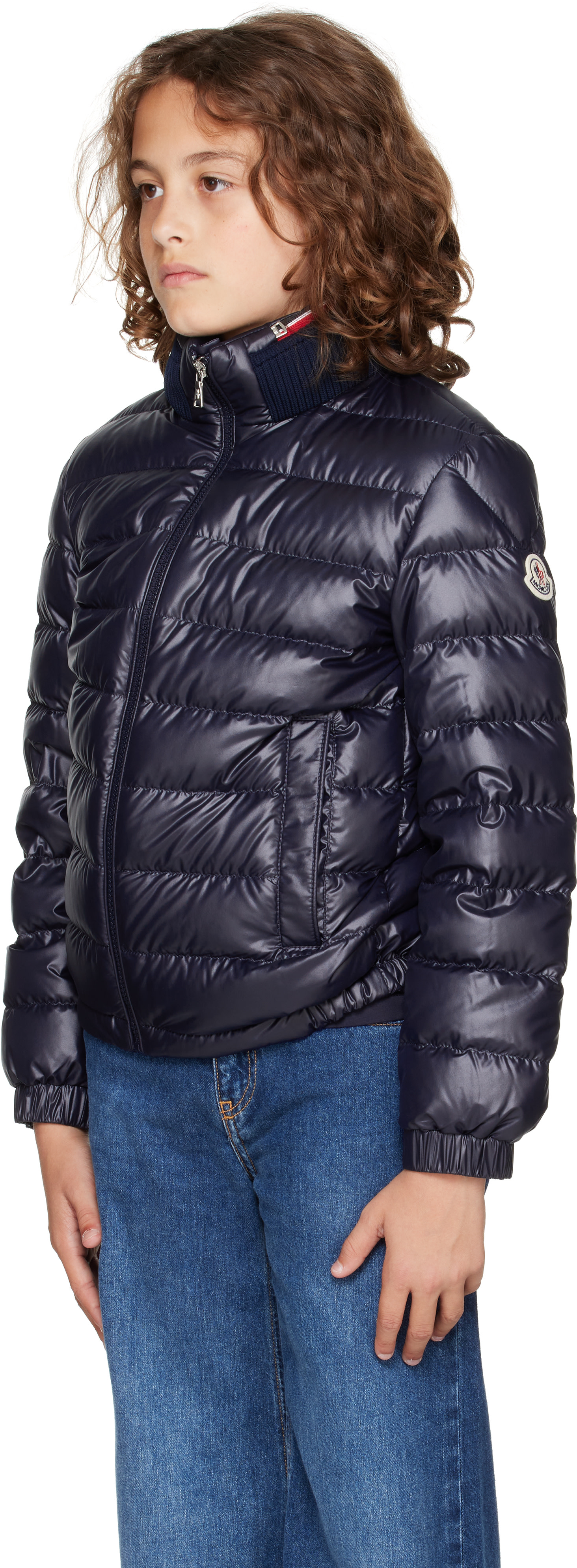 Moncler Enfant - 빅 키즈 네이비 브렌던 다운 재킷