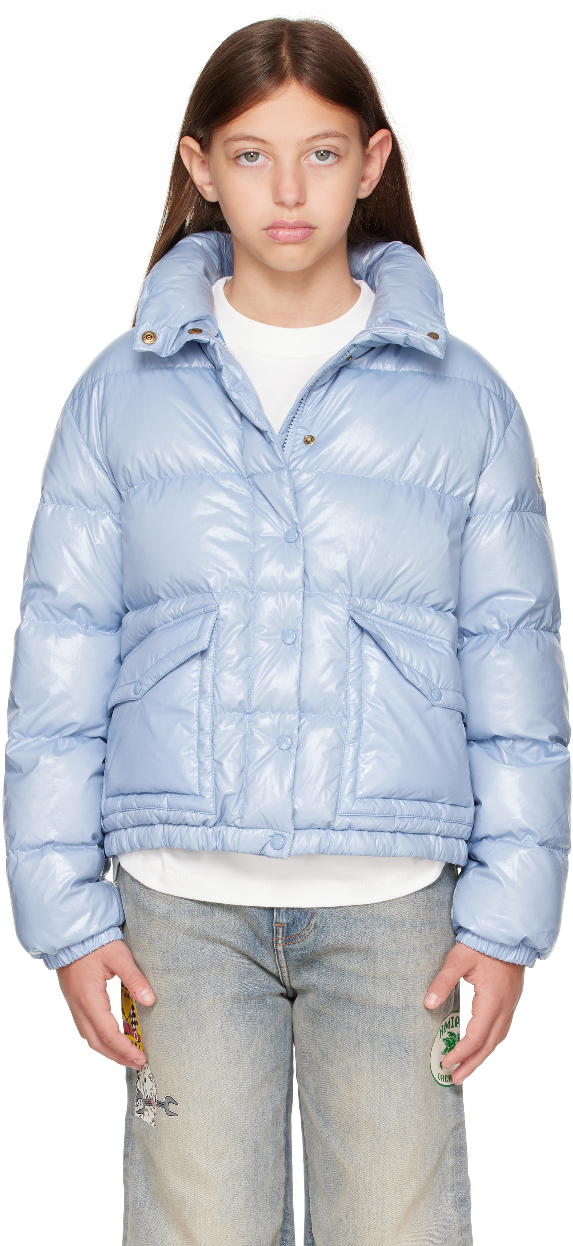 Moncler Enfant - 빅 키즈 블루 푸이베르 다운 재킷