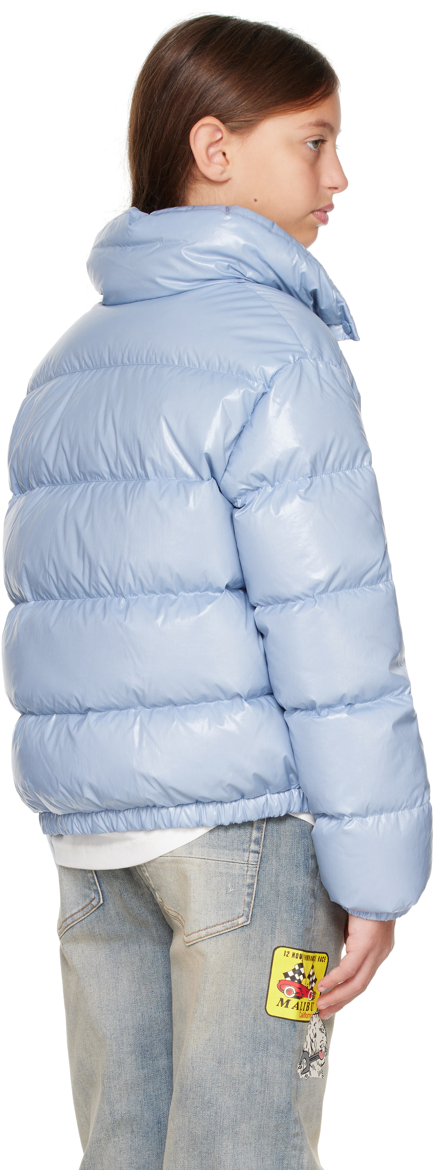 Moncler Enfant - 빅 키즈 블루 푸이베르 다운 재킷