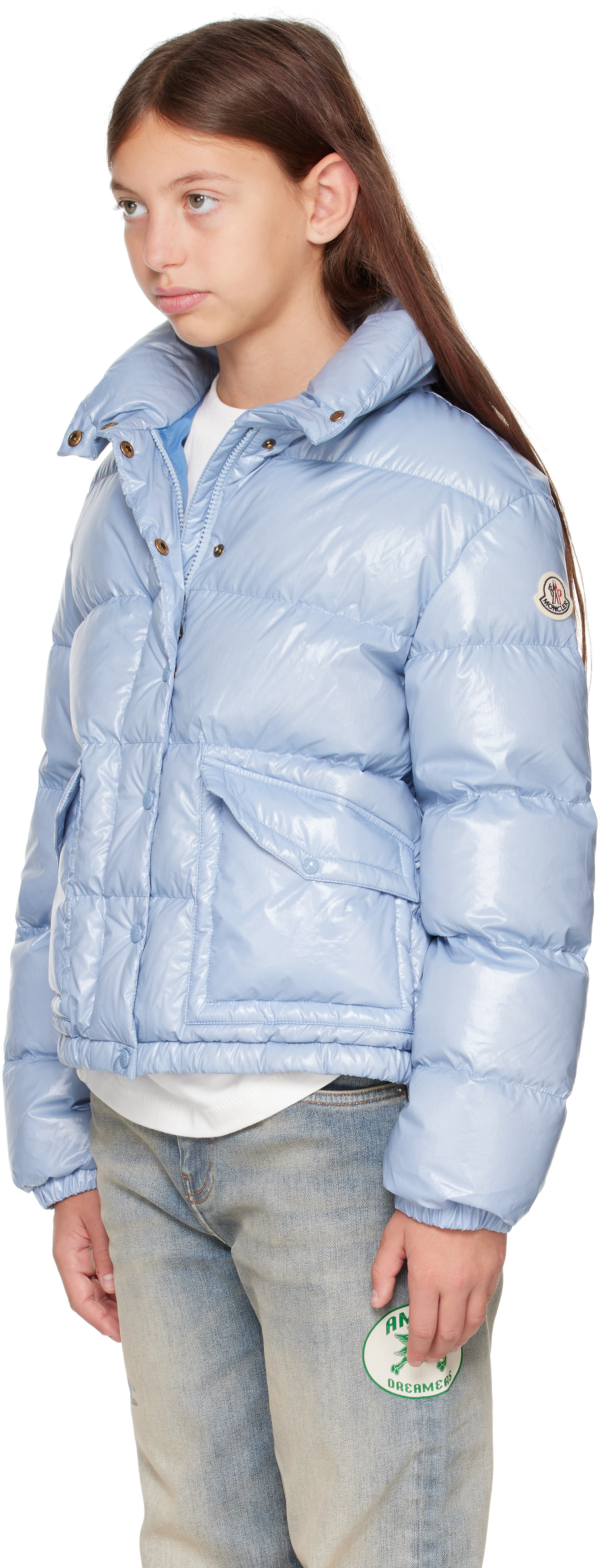 Moncler Enfant - 빅 키즈 블루 푸이베르 다운 재킷