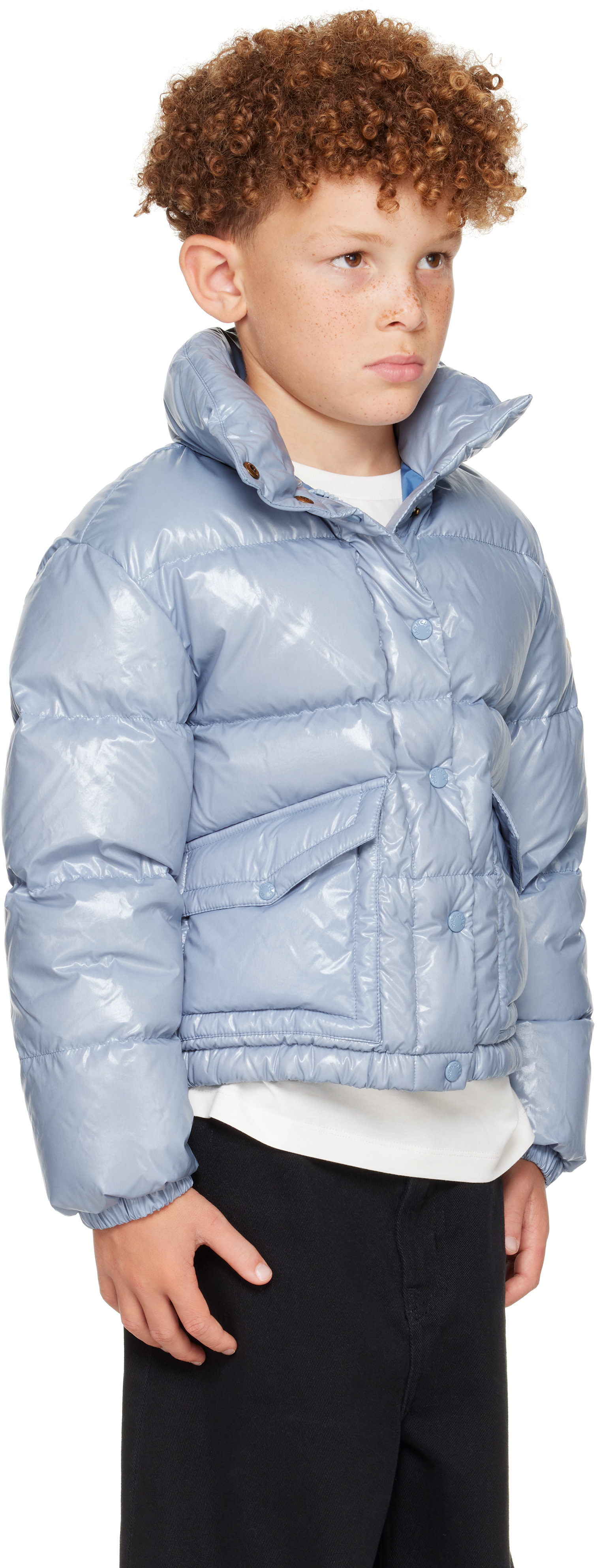 Moncler Enfant - 빅 키즈 블루 푸이베르 다운 재킷