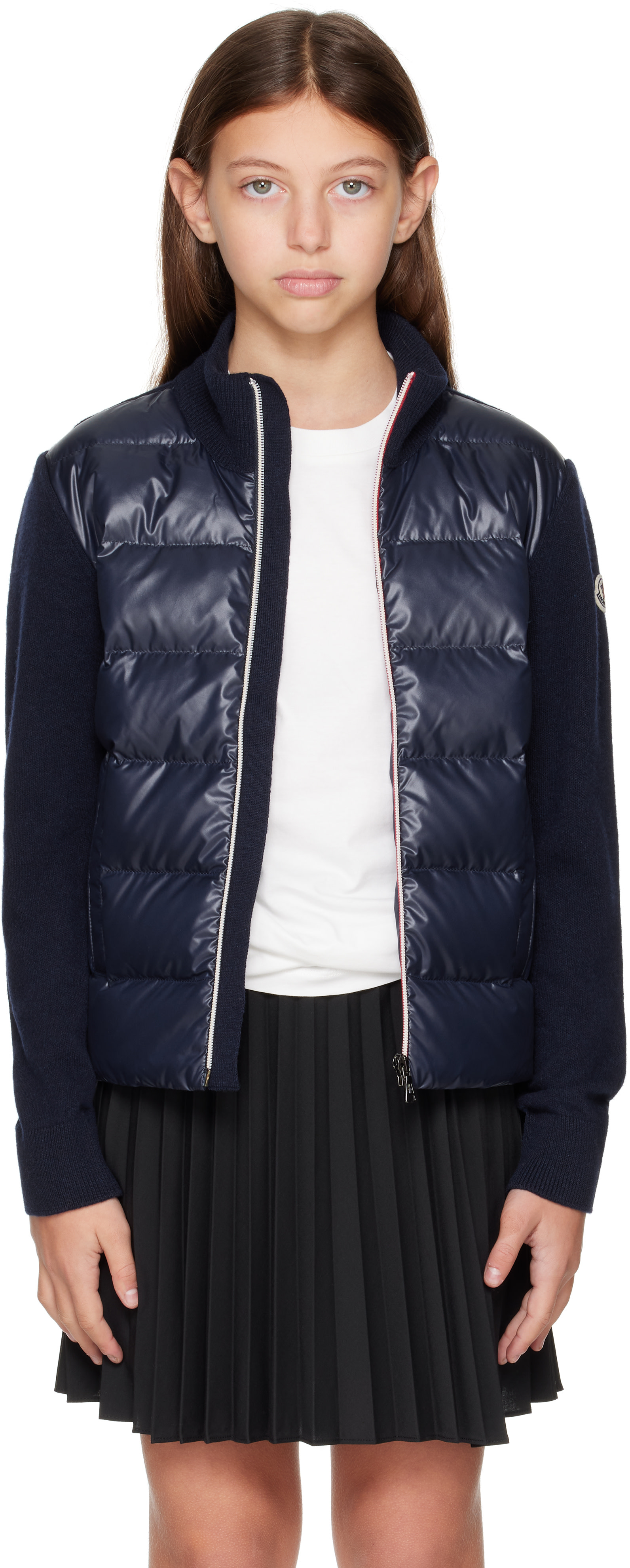Moncler Enfant - 빅 키즈 네이비 가디건 다운 재킷