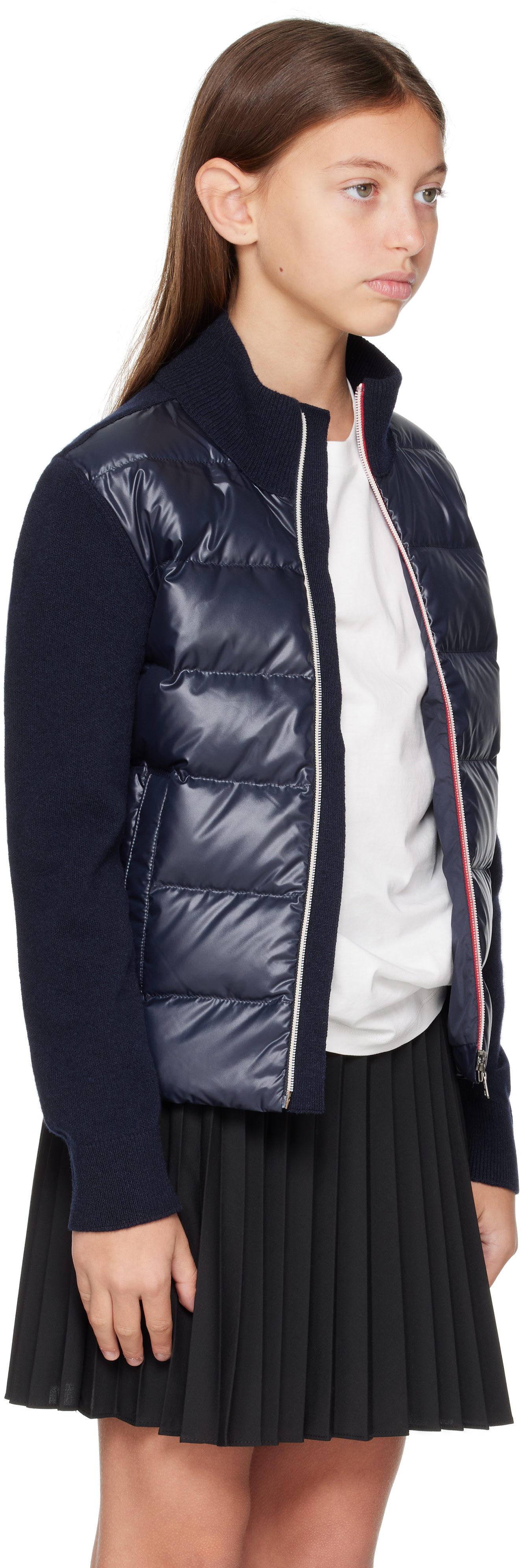 Moncler Enfant - 빅 키즈 네이비 가디건 다운 재킷