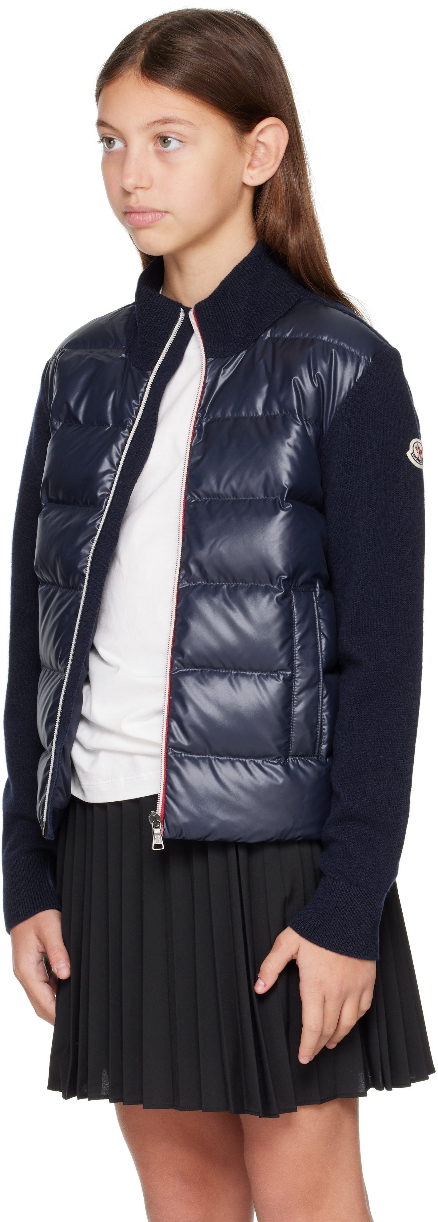 Moncler Enfant - 빅 키즈 네이비 가디건 다운 재킷