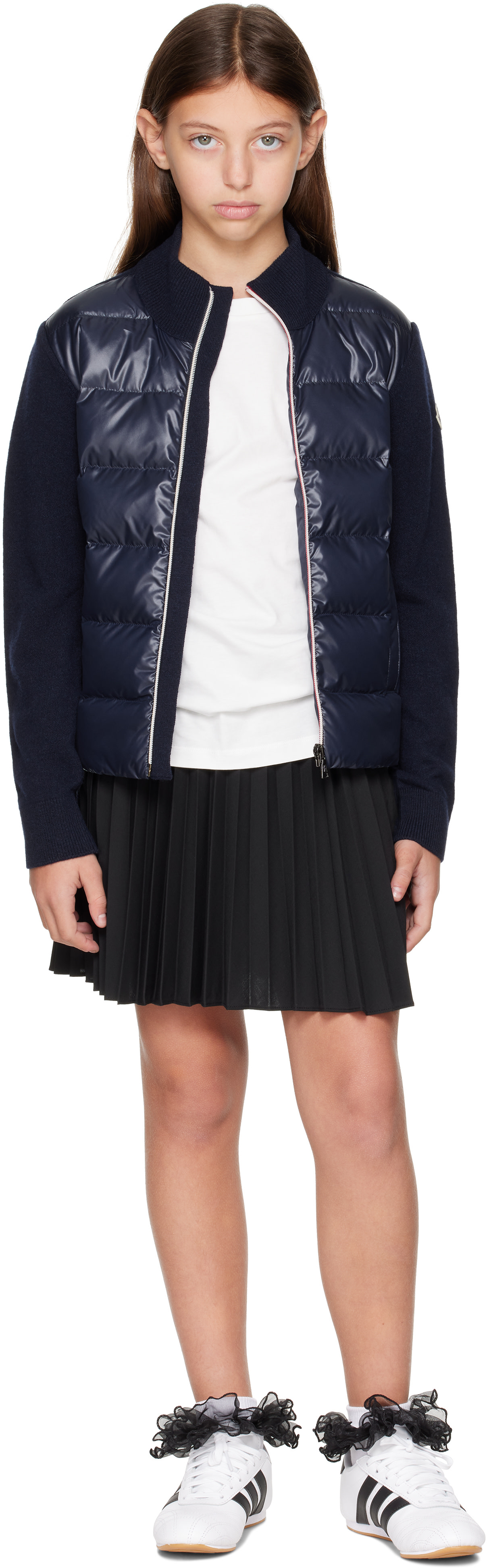 Moncler Enfant - 빅 키즈 네이비 가디건 다운 재킷