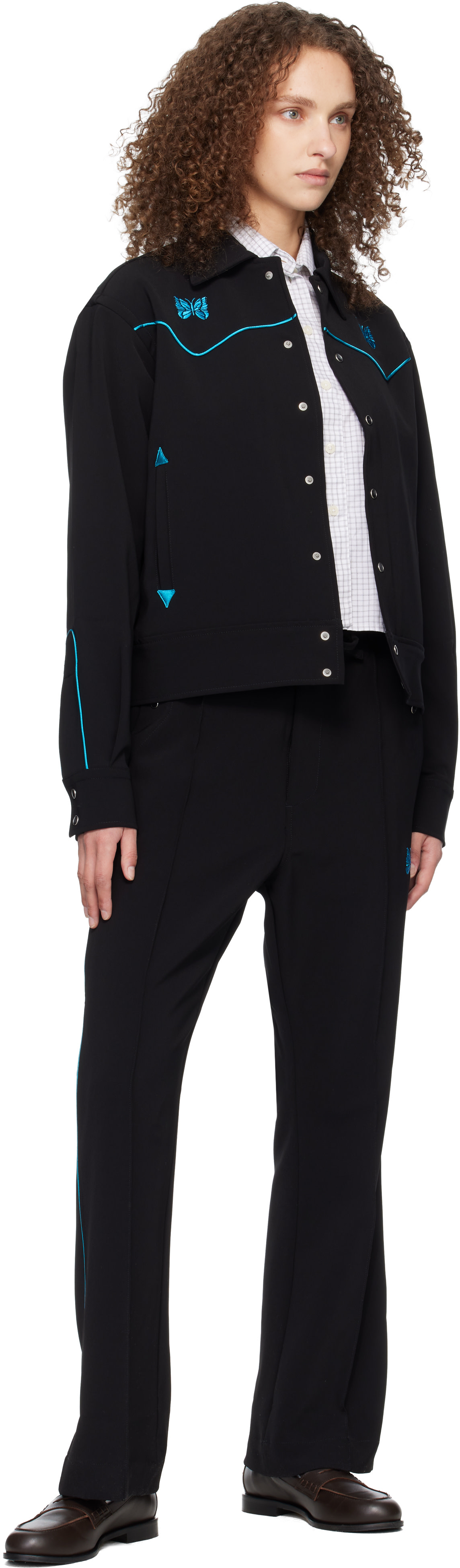 NEEDLES: Black Piping Cowboy Lounge Pants | SSENSE