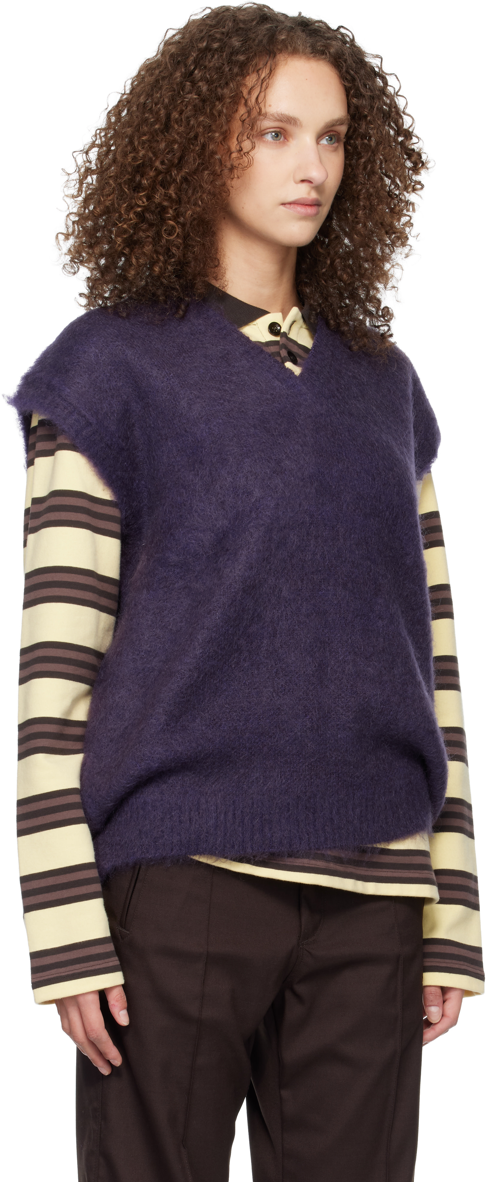 NEEDLES: Purple Mohair Knit Vest | SSENSE Switzerland