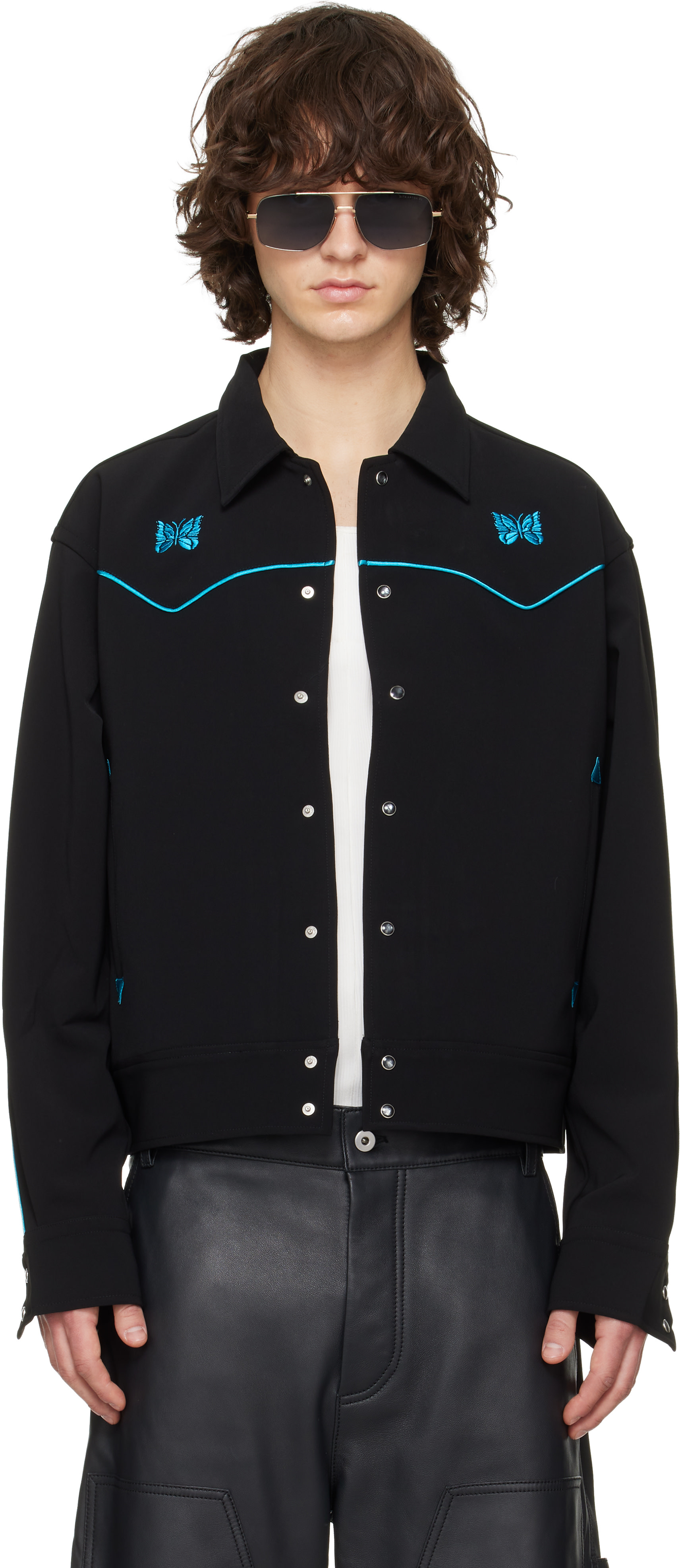 NEEDLES: Black Piping Cowboy Jacket | SSENSE Australia