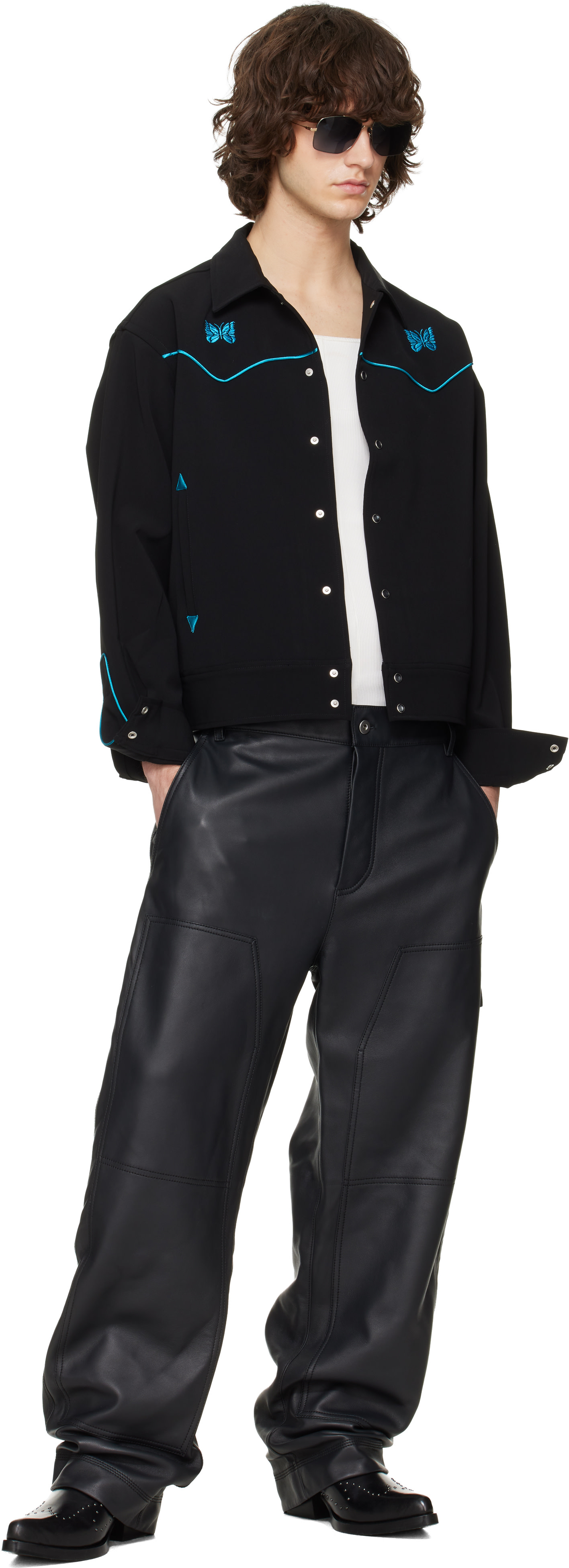 NEEDLES: Black Piping Cowboy Jacket | SSENSE Canada NEEDLES: Black Piping Cowboy Jacket | SSENSE Canada