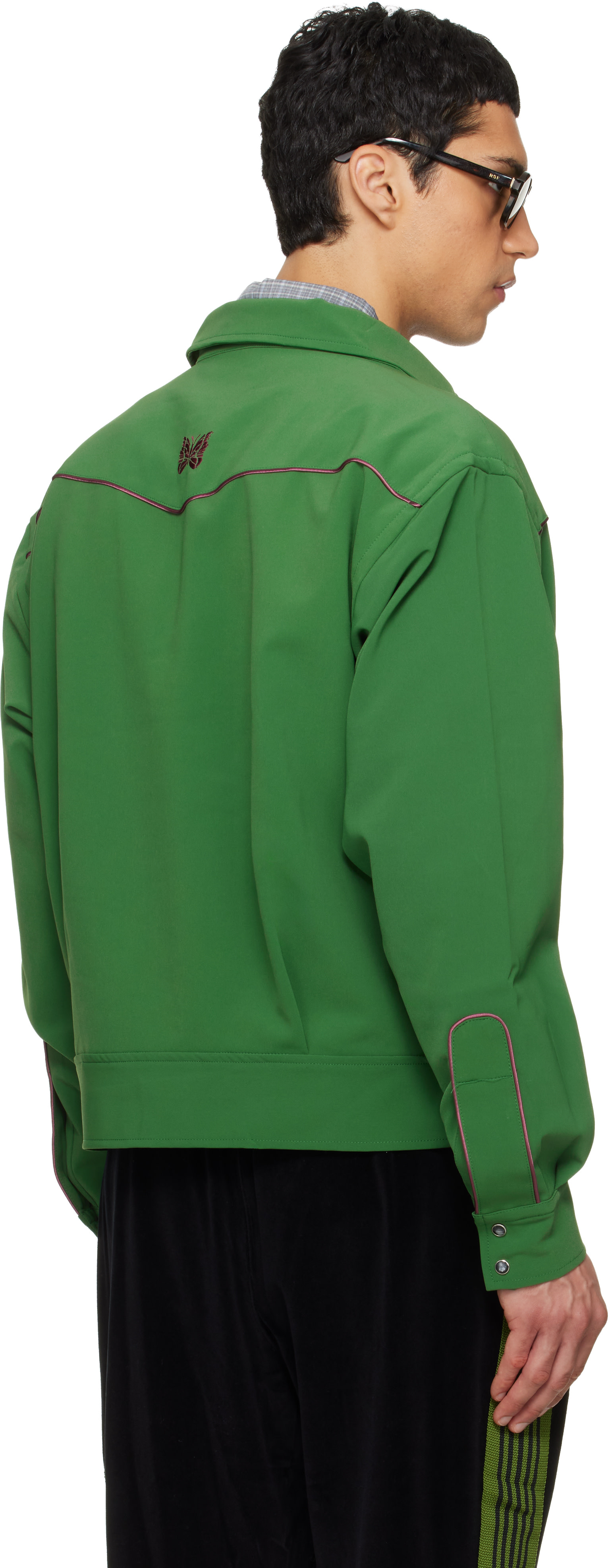 NEEDLES: Green Piping Cowboy Jacket | SSENSE