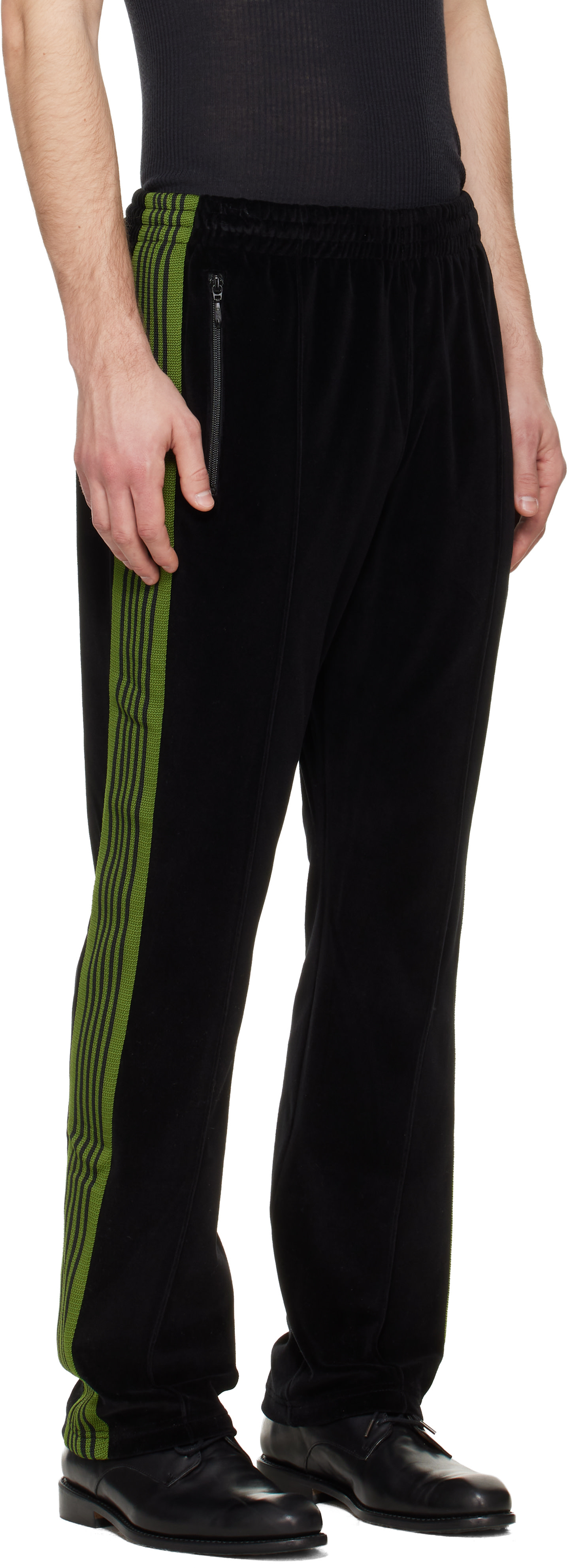 パンツ Needles Narrow Track Pants Velour Black Needles Narrow Track Pant C/Pe Velour Black Track Pants Needles