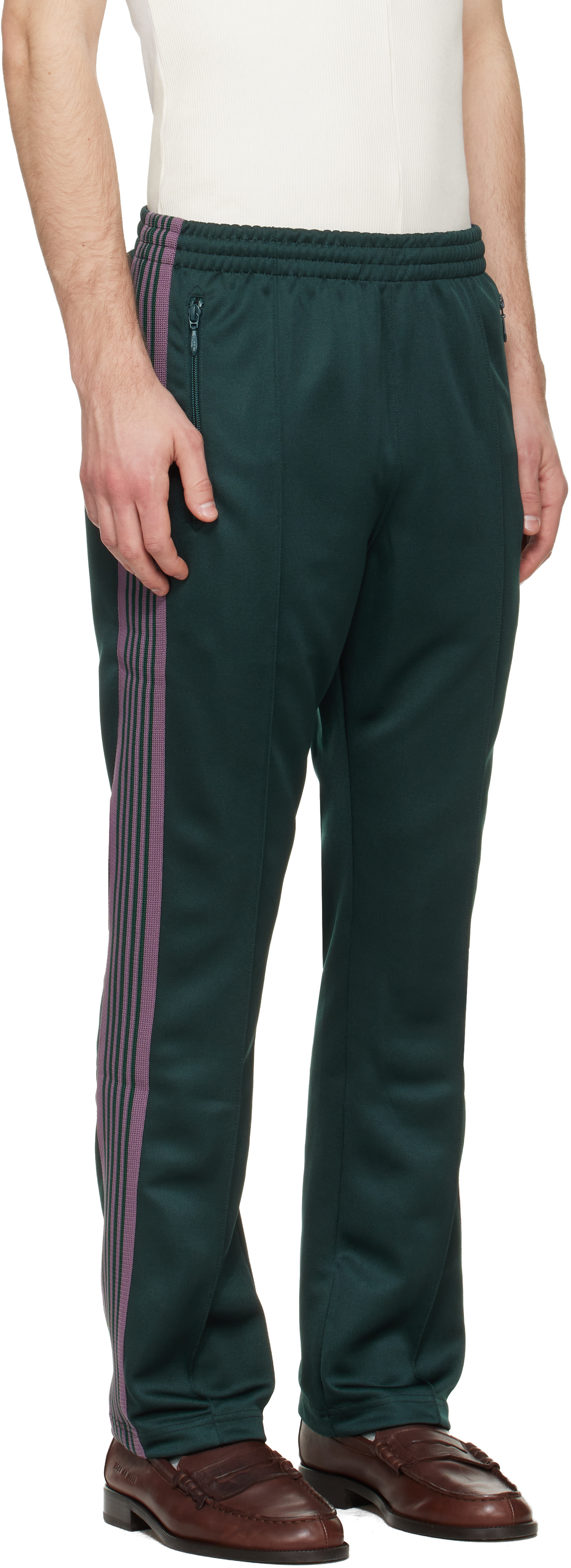 NEEDLES: Green Narrow Track Pants | SSENSE