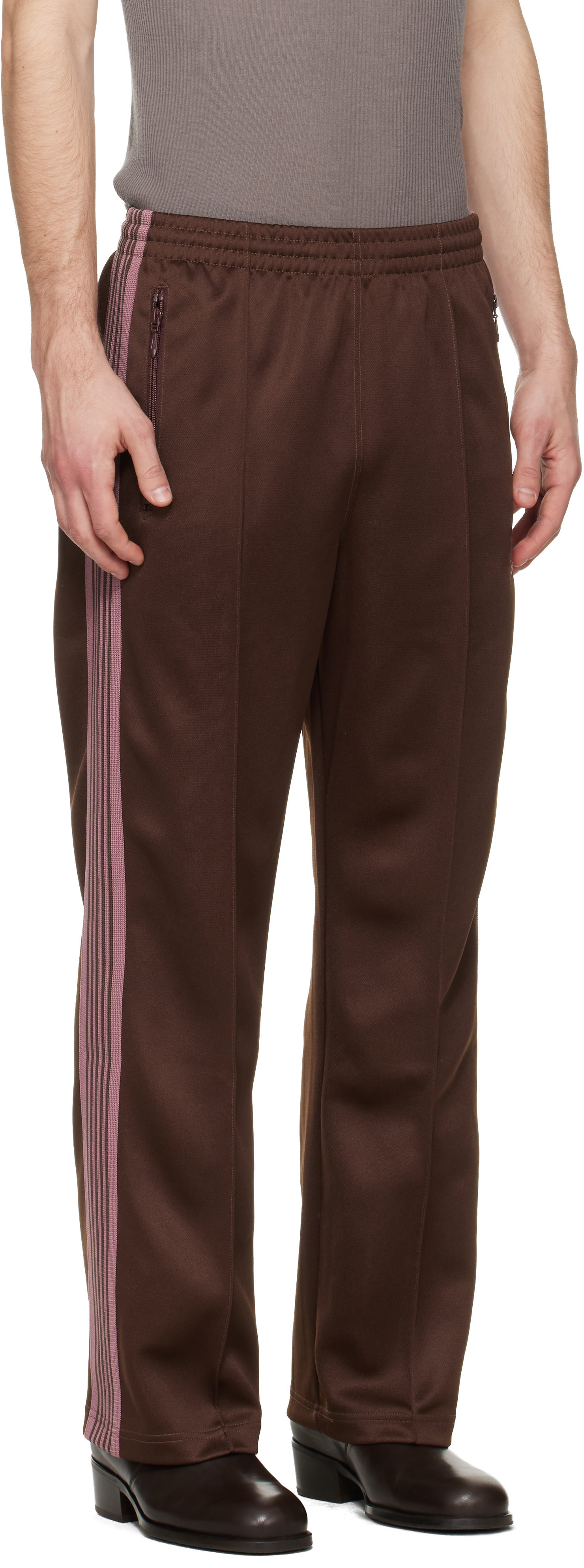 NEEDLES: Brown Jersey Track Pants | SSENSE