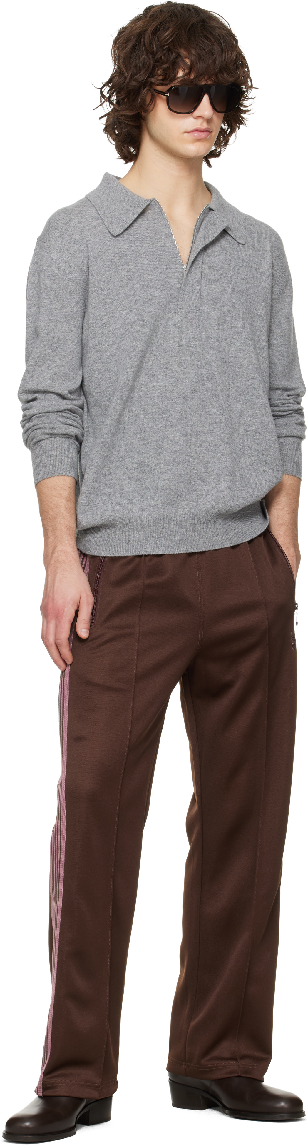 NEEDLES: Brown Jersey Track Pants | SSENSE