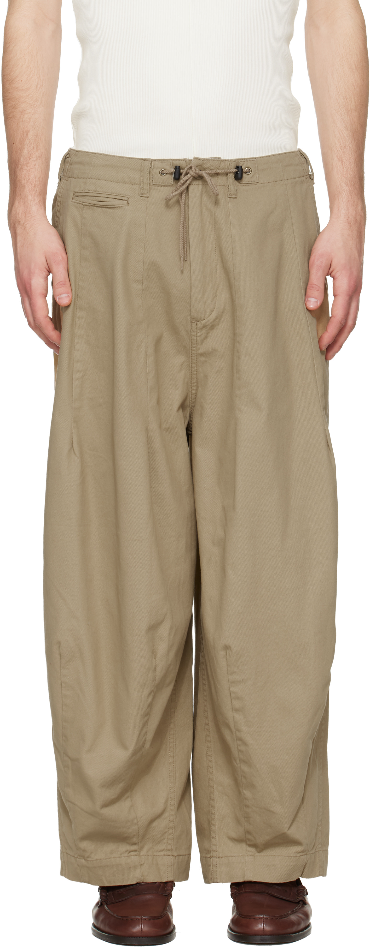 RHCwidemilitarypants needles ワイドミリタリーパンツ NEEDLES: Khaki H.D. Military Trousers | SSENSE