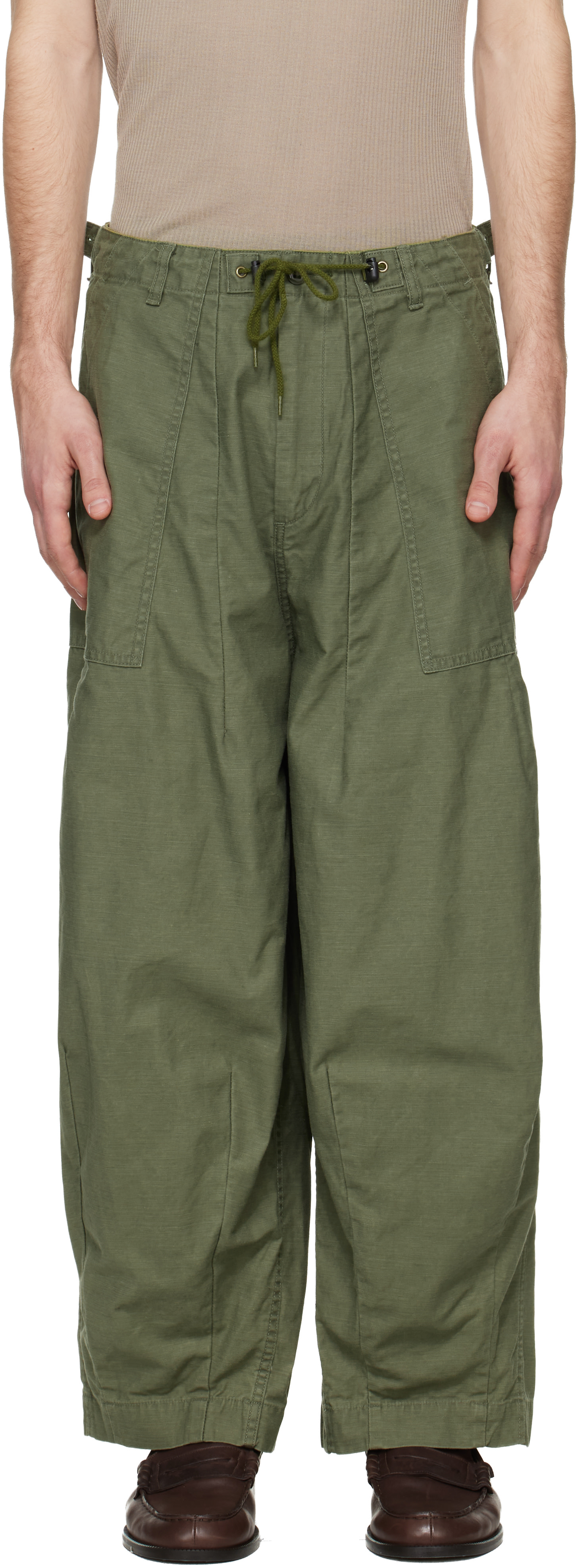 NEEDLES - Pantalon bourgeron H.D. kaki