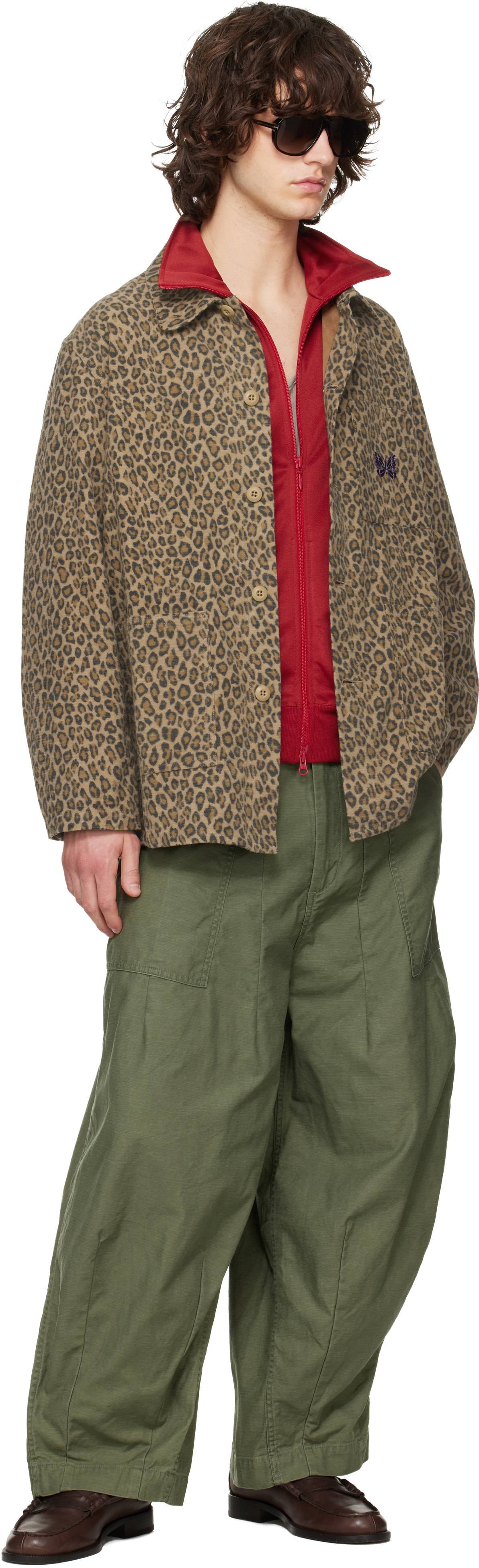 NEEDLES - Pantalon bourgeron H.D. kaki