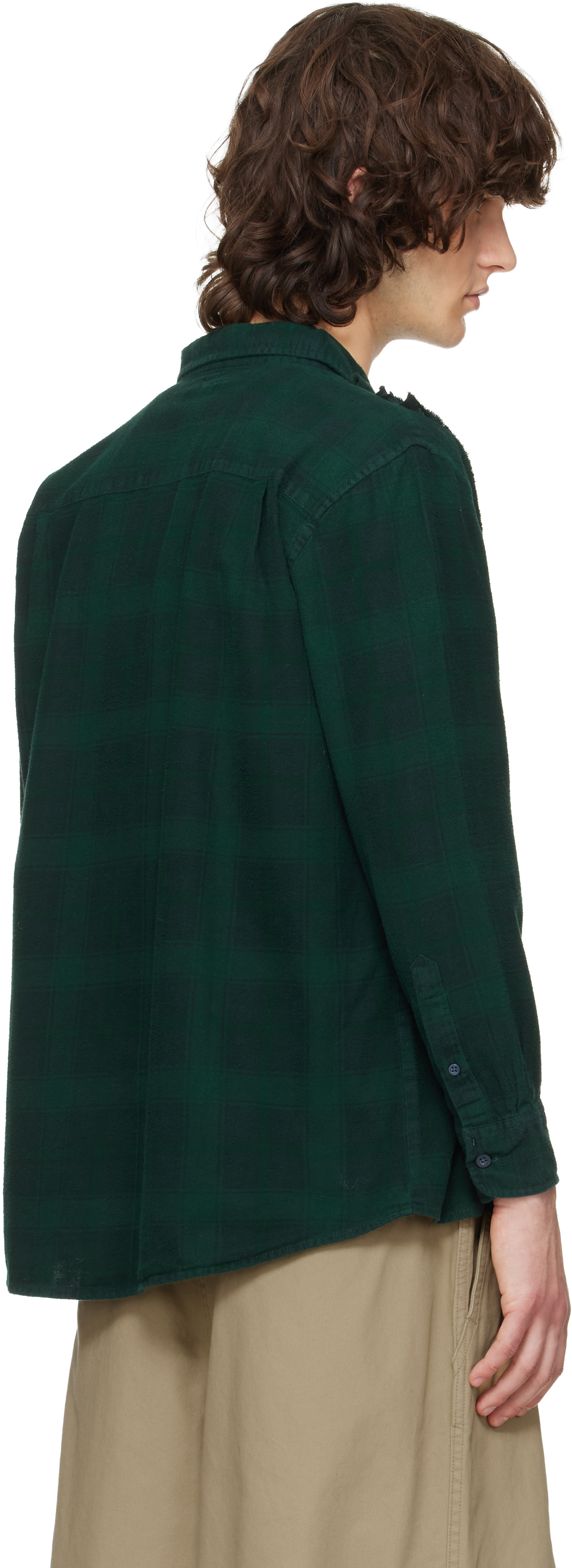 NEEDLES: Green Flannel Ribbon Shirt | SSENSE