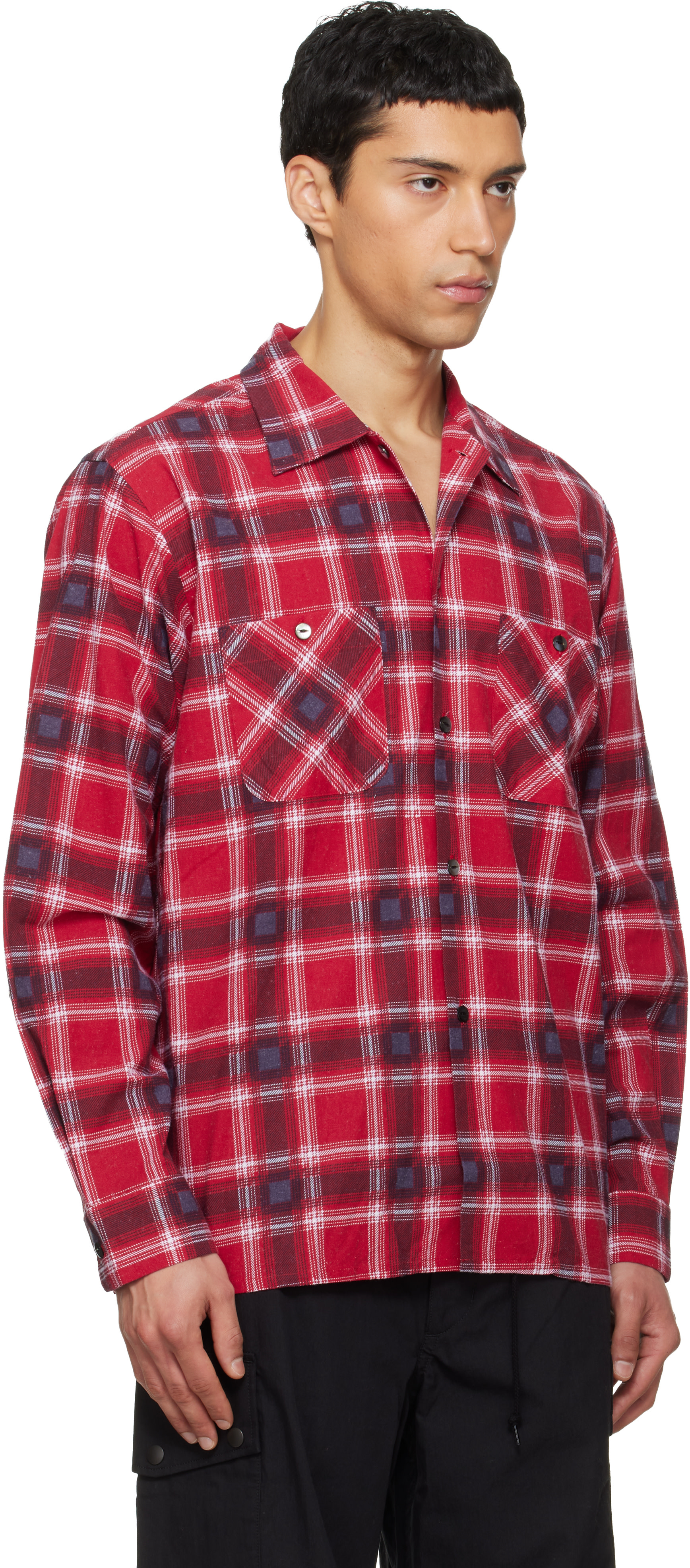 トップス NEEDLES One-Up Shirt - Printed Flannel NEEDLES: Red One-Up Printed Flannel Shirt | SSENSE