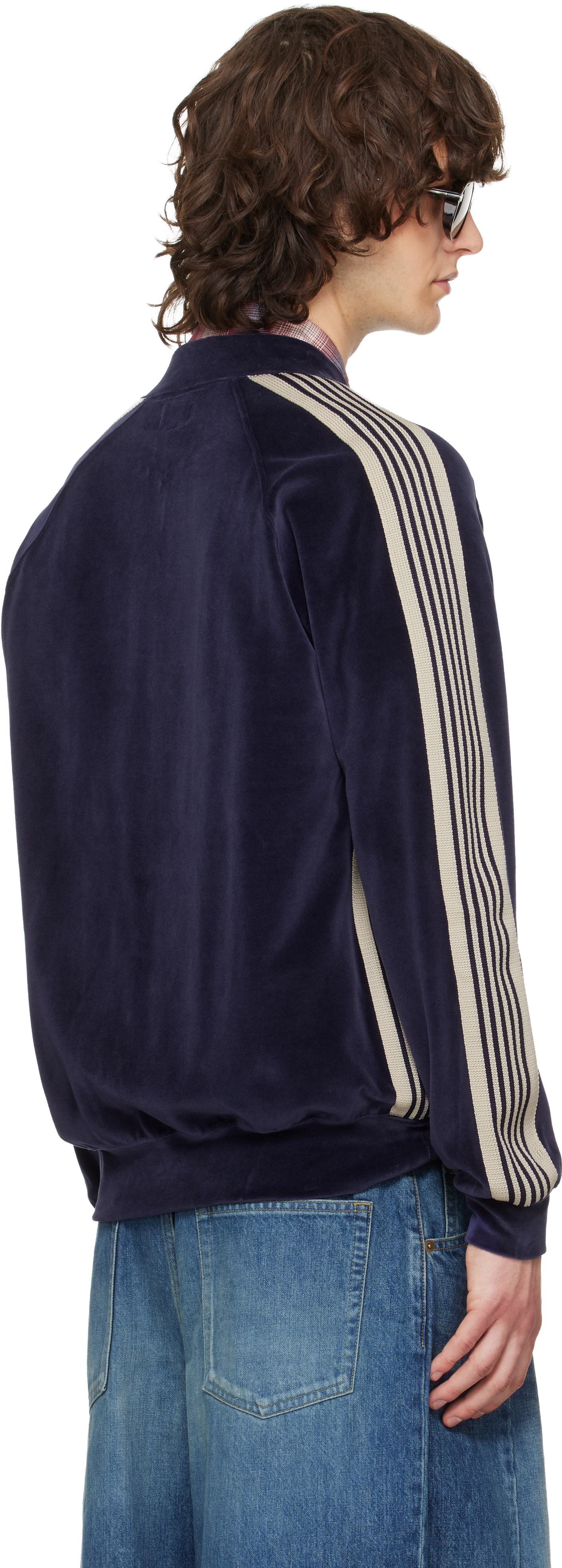 NEEDLES: Navy Rib Collar Track Jacket | SSENSE Canada