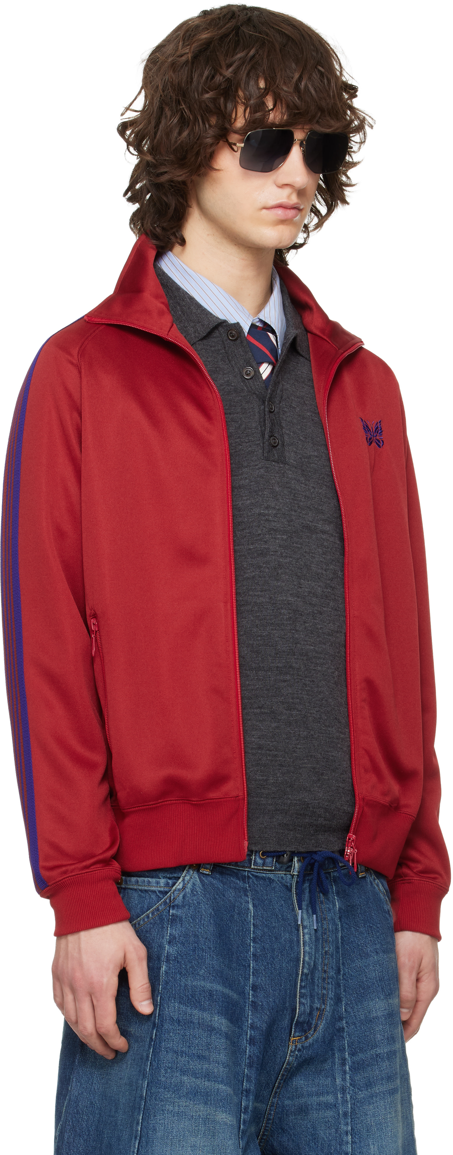 NEEDLES: Red Poly Smooth Track Jacket | SSENSE