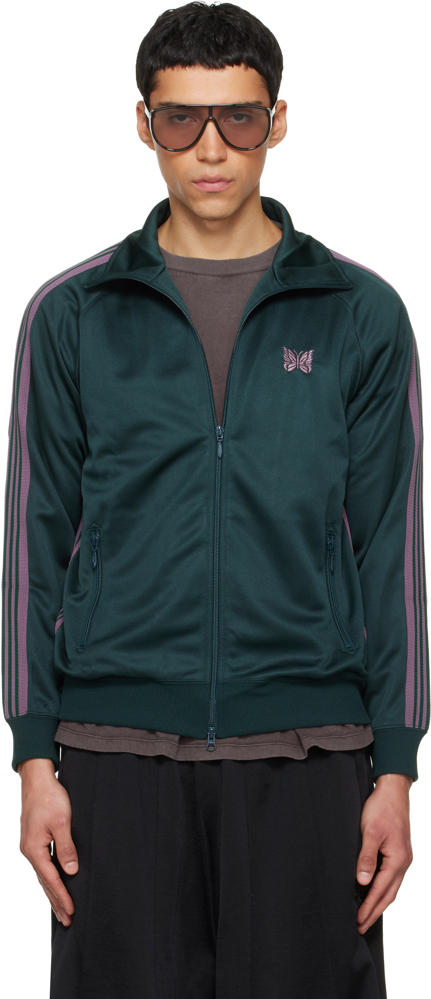 NEEDLES: Green Poly Smooth Track Jacket | SSENSE Canada