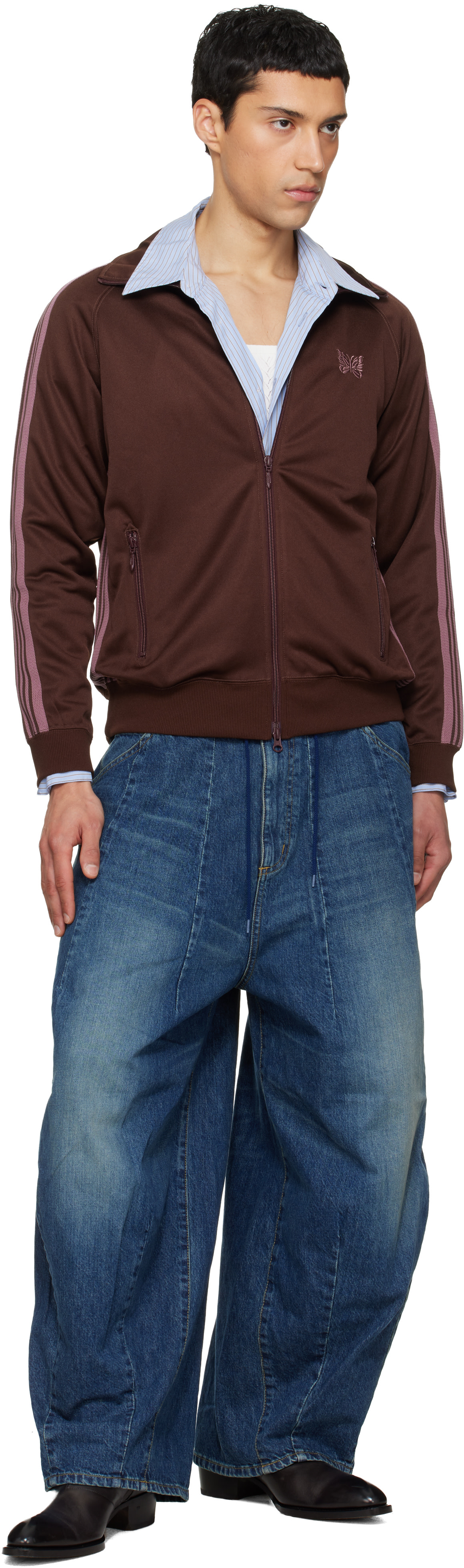 NEEDLES: Brown Poly Smooth Track Jacket | SSENSE United Kingdom