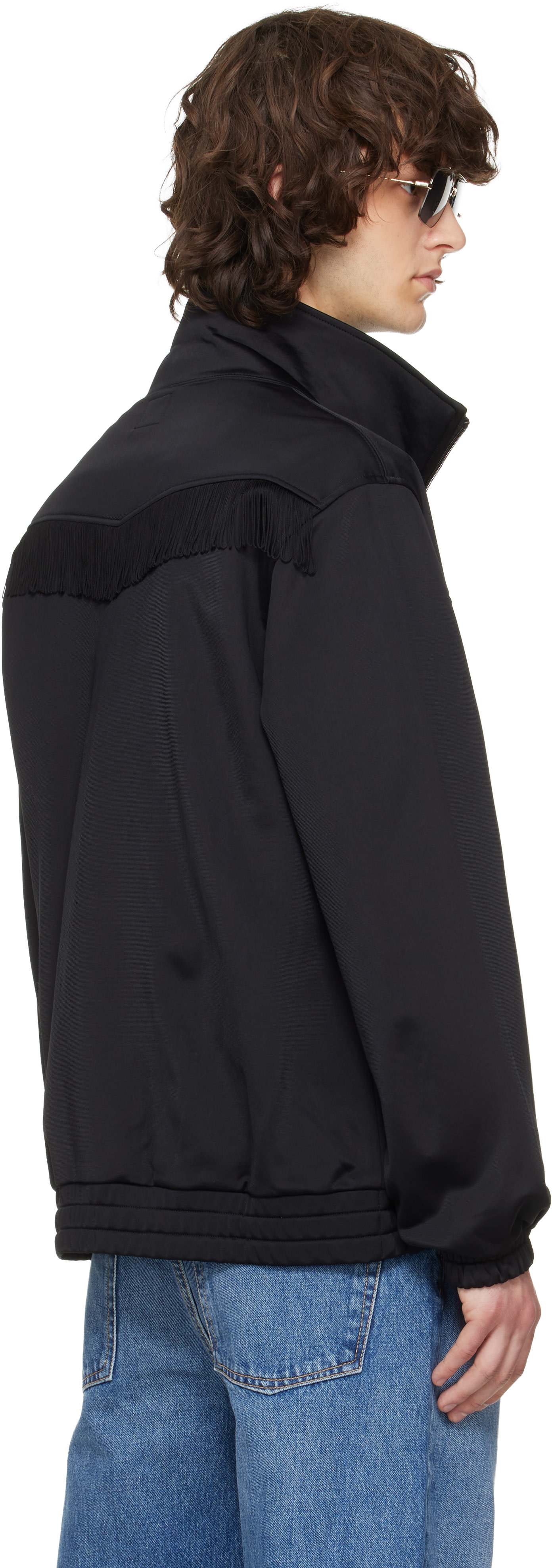 NEEDLES: Black Fringe Track Jacket | SSENSE