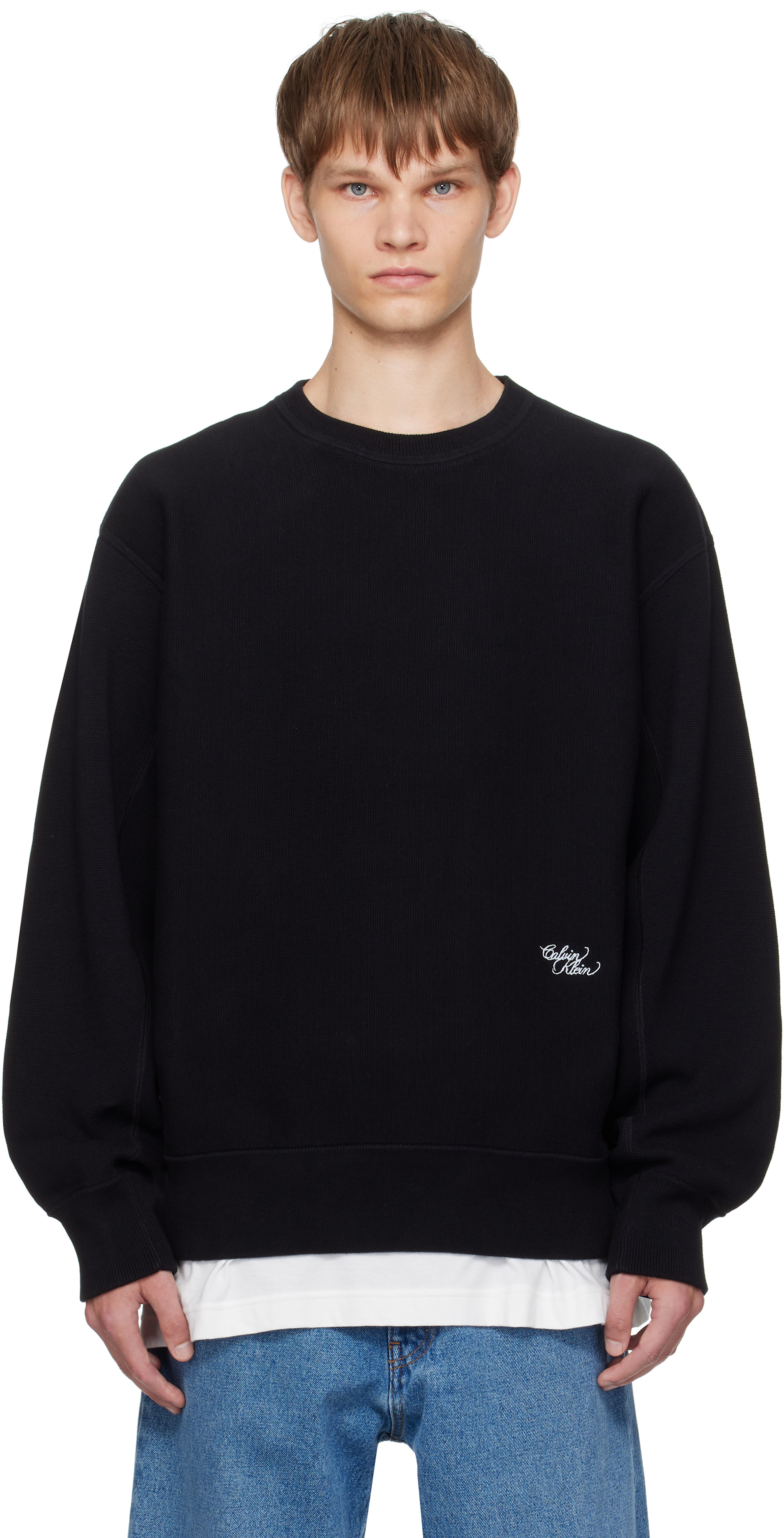 Calvin Klein - Pull noir en point de milan