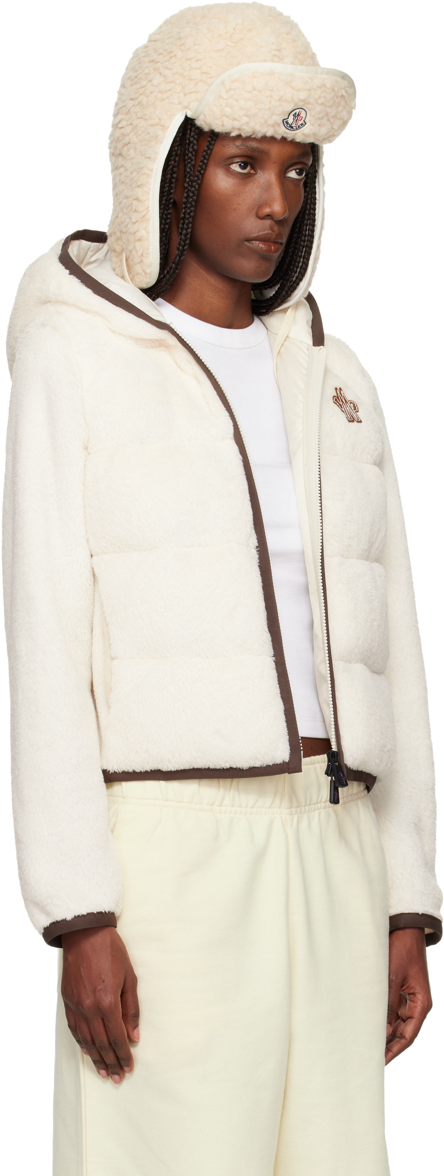 モンクレール Moncler Grenoble: Off-White Padded Polartec Zip-Up Down Jacket