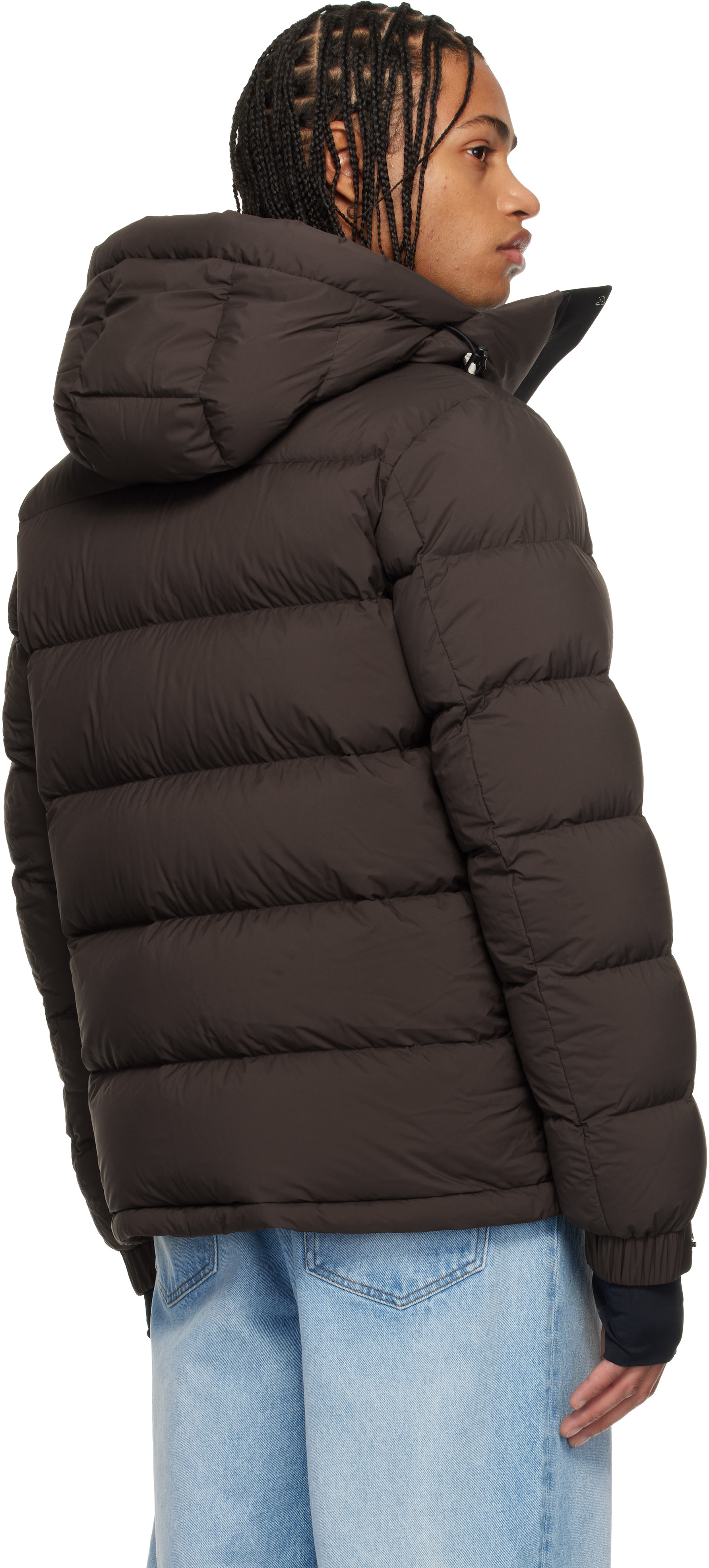 Moncler Grenoble: Brown Isorno Hooded Down Ski Jacket | SSENSE