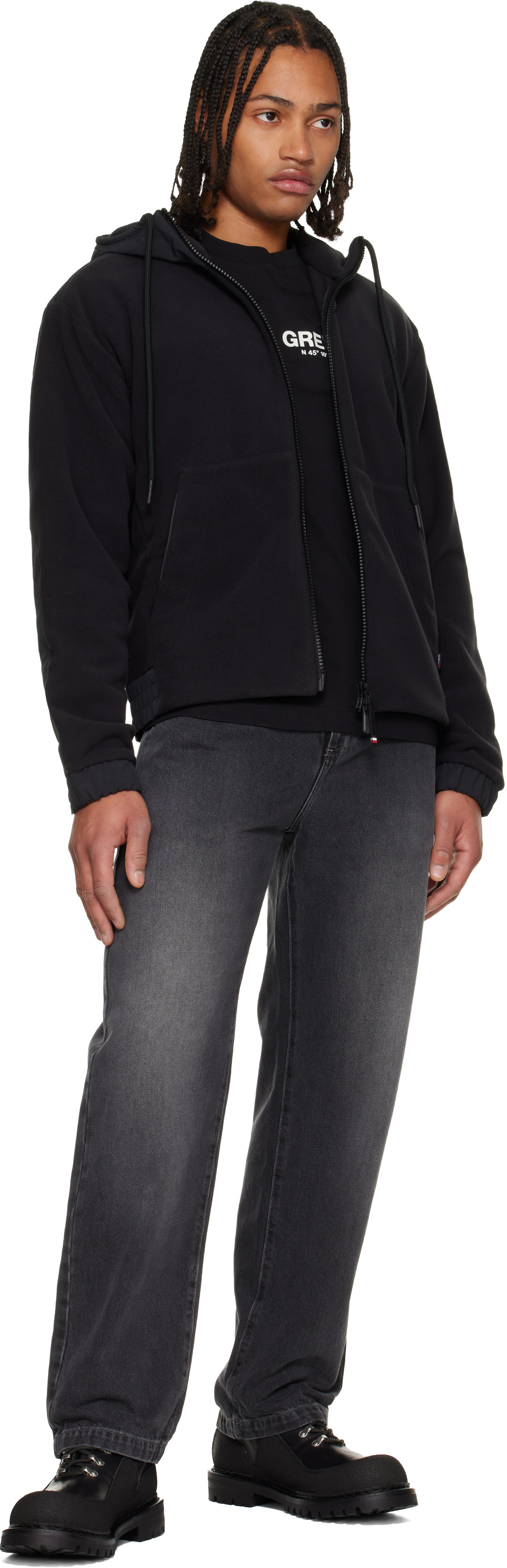 Moncler Grenoble: Black Polartec® Zip-Up Hoodie | SSENSE