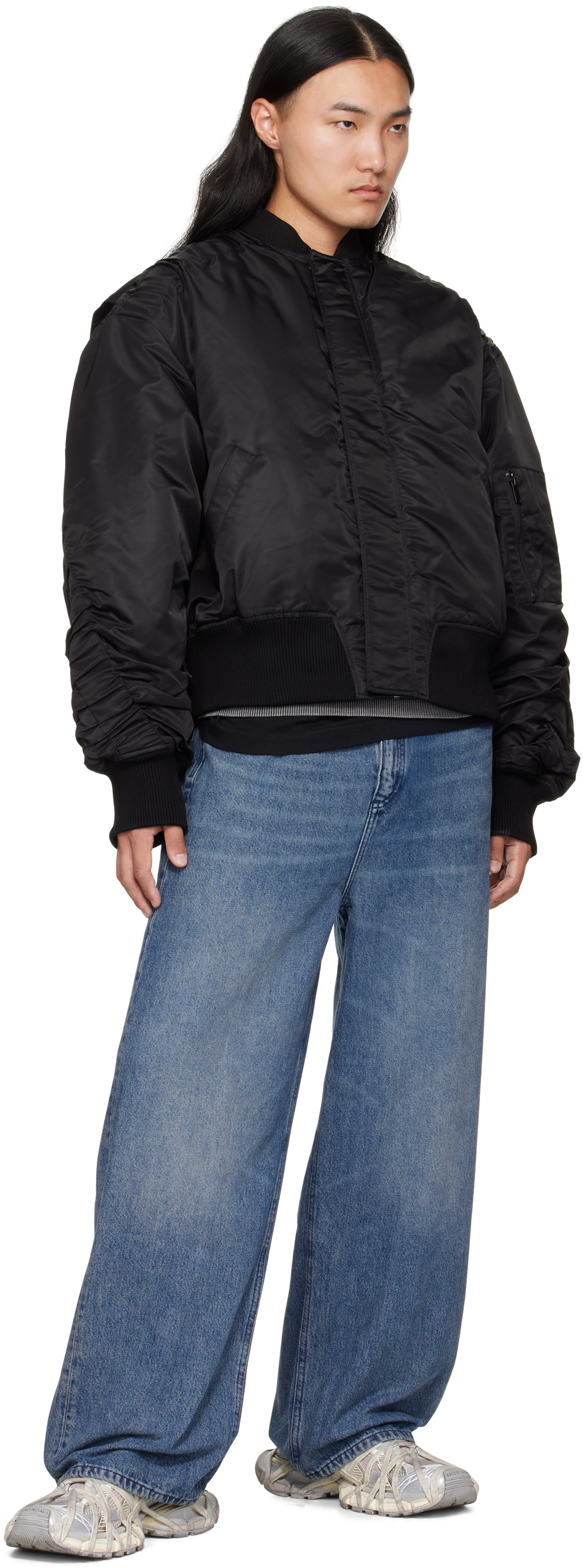 Han Kjobenhavn: Black Oversized Padded Bomber Jacket | SSENSE 