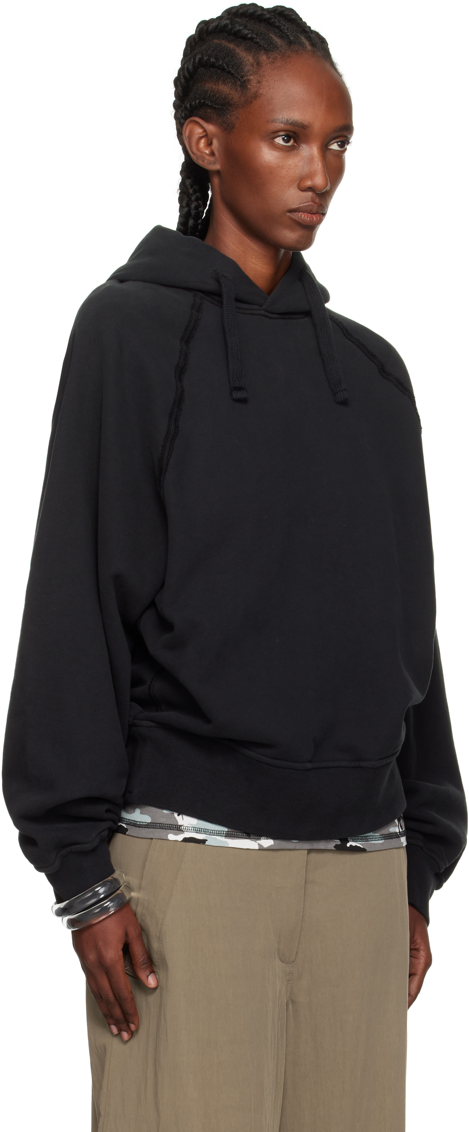 Stone Island: Black 6100023 Brushed Organic Cotton Fleece Hoodie 