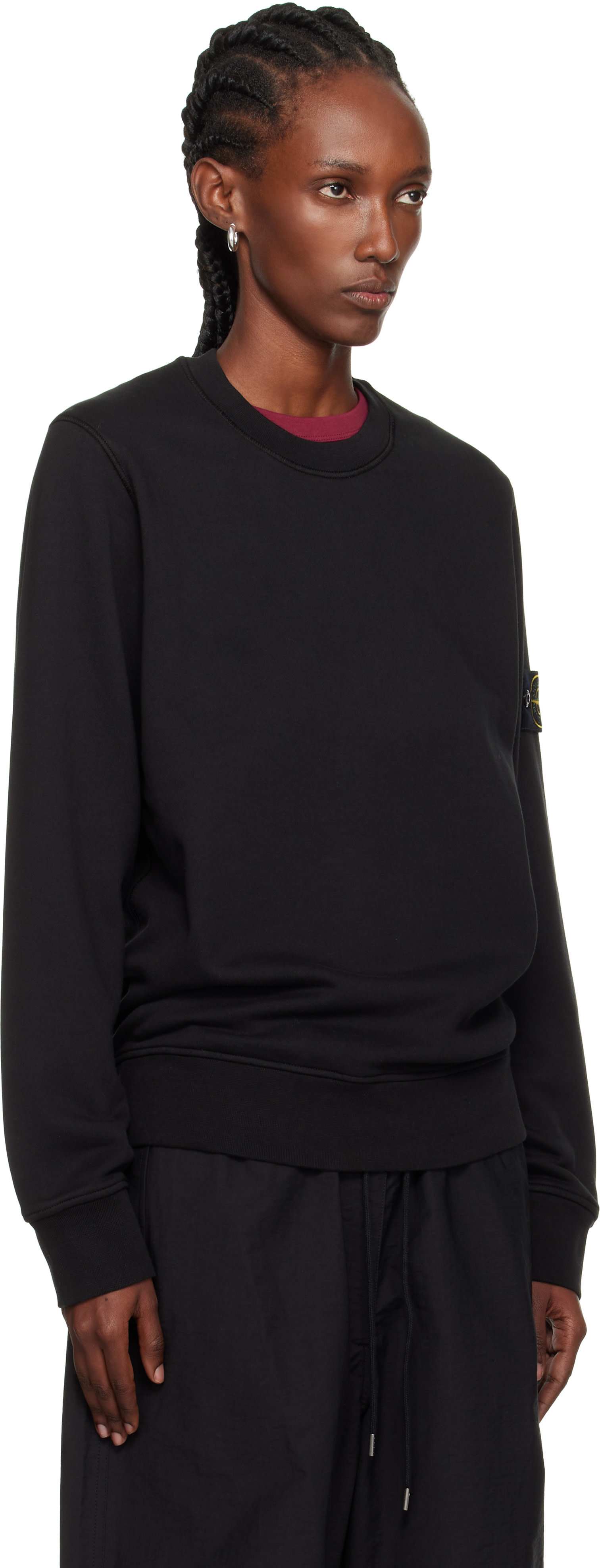 Stone Island - Pull molletonné 6100060 noir en coton bio